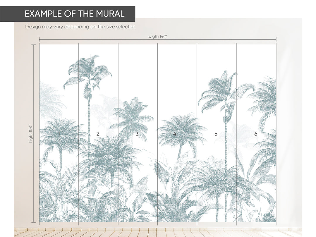 Vintage Jungle Palms Wall Mural CCM150 - Tropical Botanical Peel and Stick Wallpaper for Living Room, Bedroom & Nursery Decor - Perfect for Boho, Jungle Theme & Kids Room Design