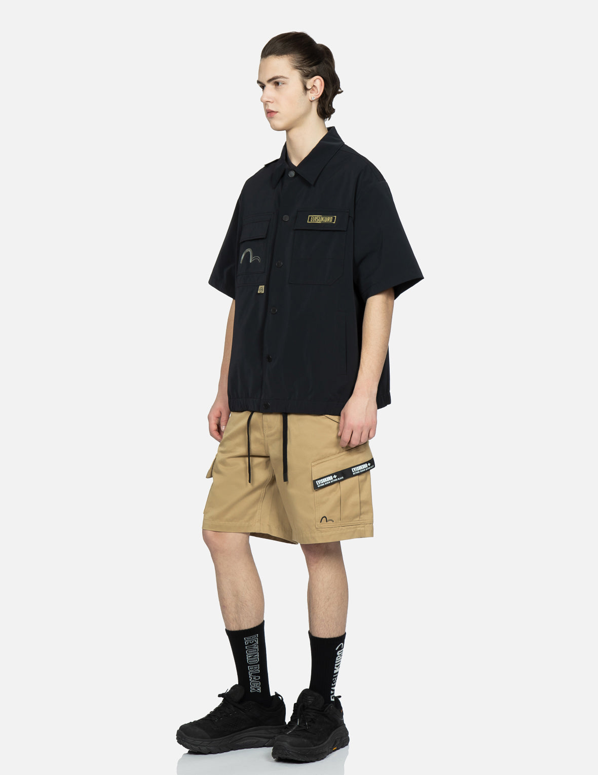 Custom Logo Tape Patching Cargo Shorts for Men - Durable Military Style Work Shorts with Multiple Pockets | Perfect for Outdoor Activities, Hiking, and Casual Wear