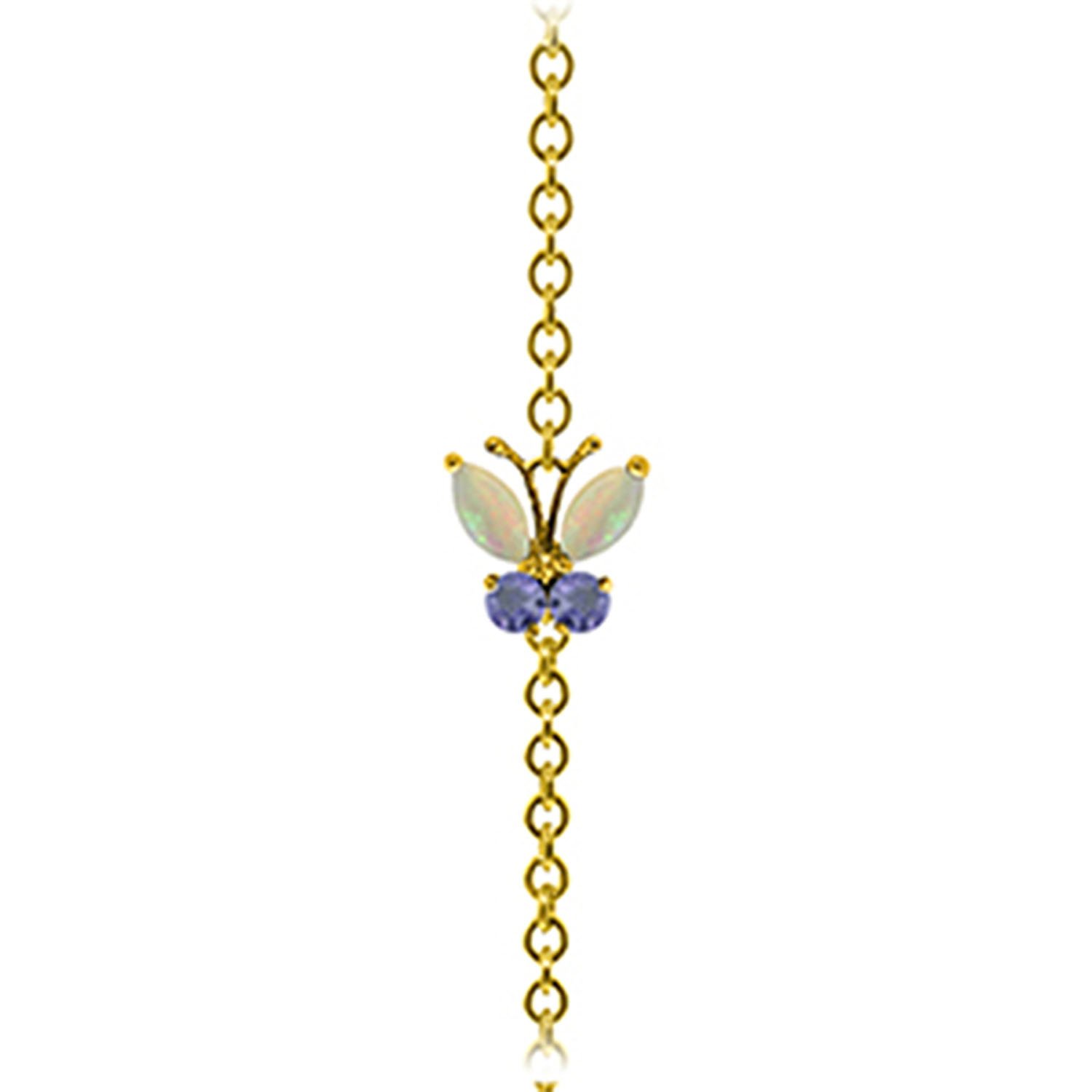 14K Solid Gold Flutter Opal Tanzanite Bracelet - 0.6 Carat Elegant Jewelry for Women | Perfect for Weddings, Anniversaries & Special Occasions