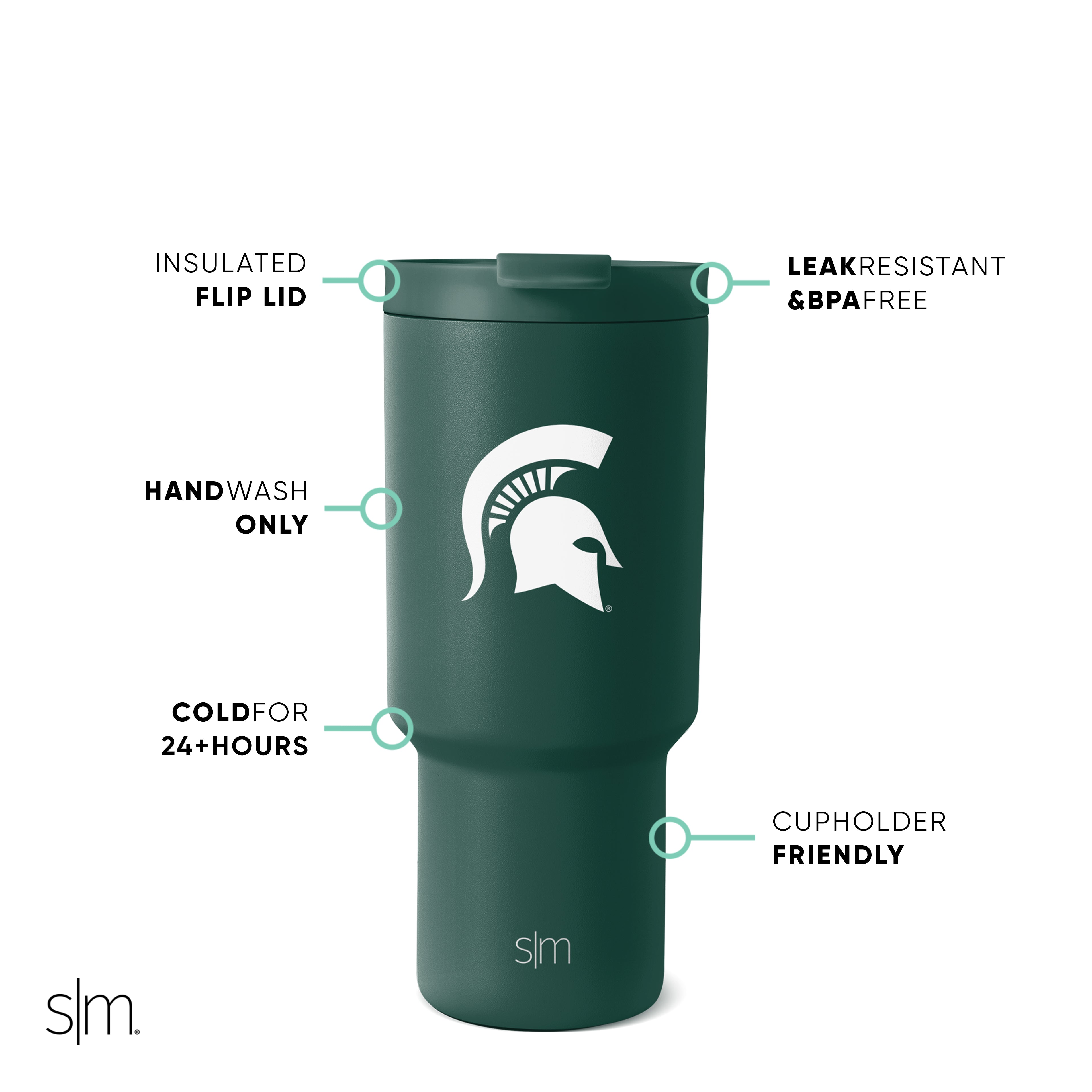 Collegiate Trek Tumbler - 20oz Insulated Stainless Steel Water Bottle with Lid & Straw for College Students - Perfect for Campus, Gym & Outdoor Adventures