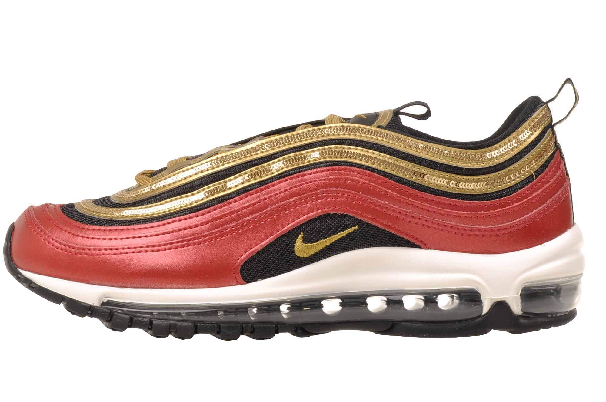 Nike Women's Air Max 97 Icon Clash Sneakers - Size 7, University Red & Metallic Gold - Running Shoes for Women, Gym Workout & Casual Wear