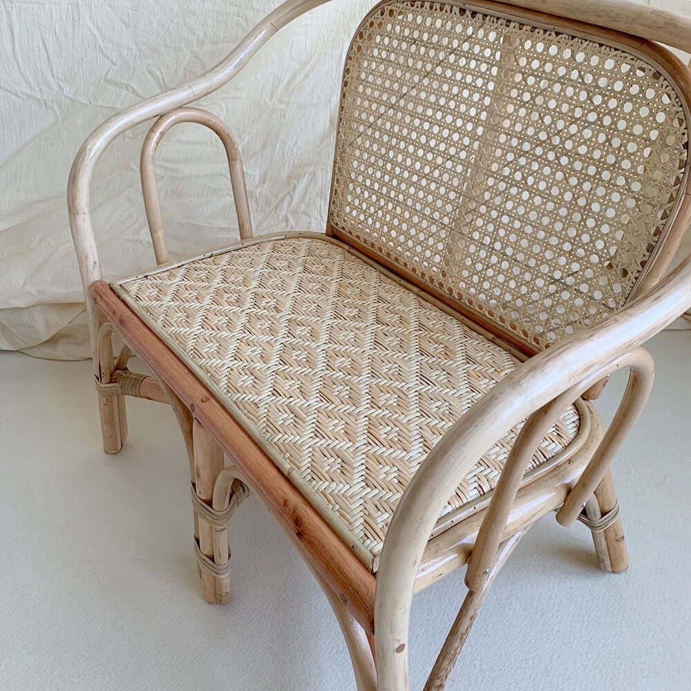 Natural Rattan Kids Bench - Mini Sofa for Nursery, Toddler Room & Playroom - Perfect for Reading Nook, Bedtime Stories & Playtime Seating