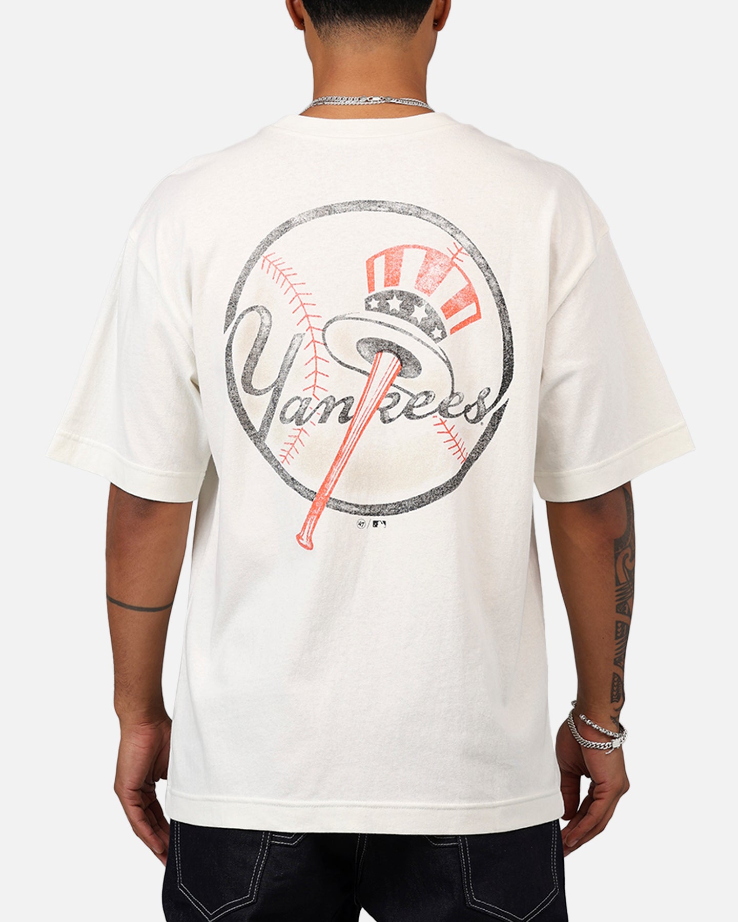 47 Brand New York Yankees 'MLB Trophy Case' Premium Cotton T-Shirt - Sandstone Color - Official MLB Licensed Apparel for Baseball Fans & Game Day Outfits