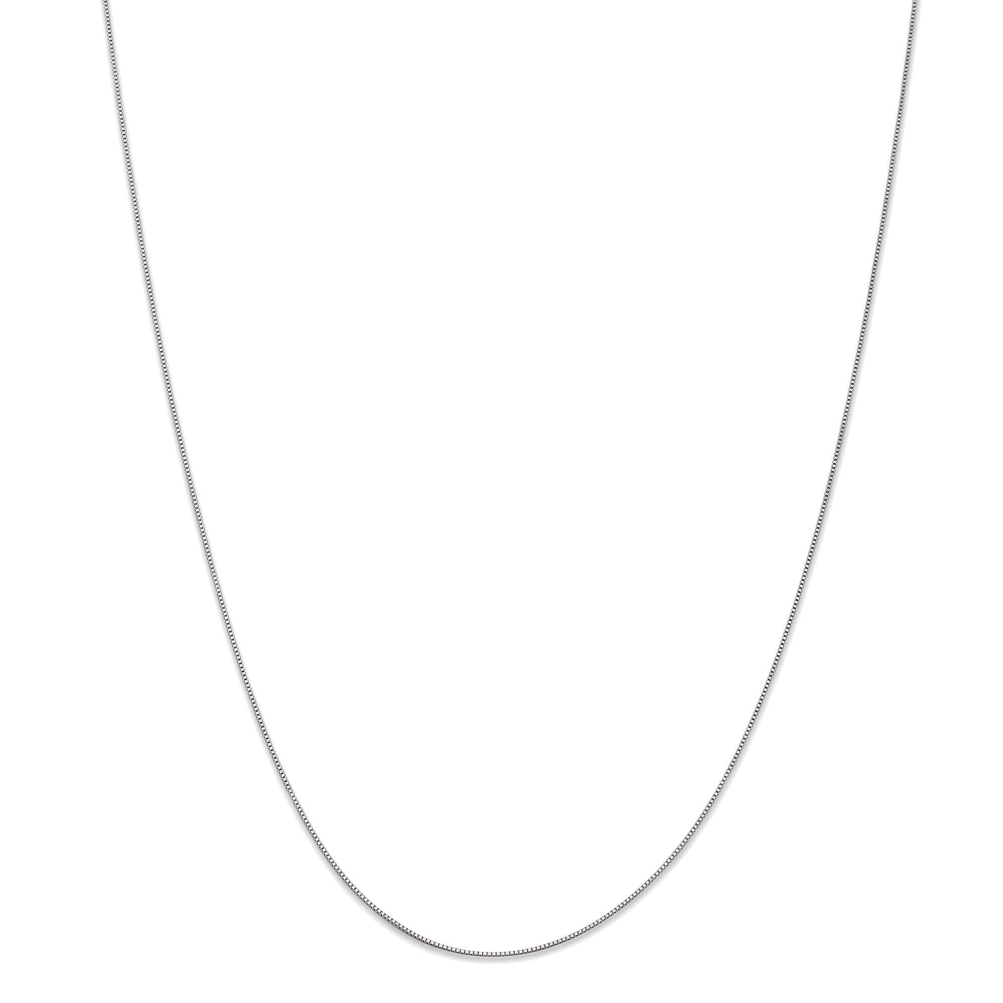 14K White Gold 0.50mm Box Chain Necklace for Women - Bonyak Jewelry | Perfect for Everyday Wear, Gifts & Special Occasions