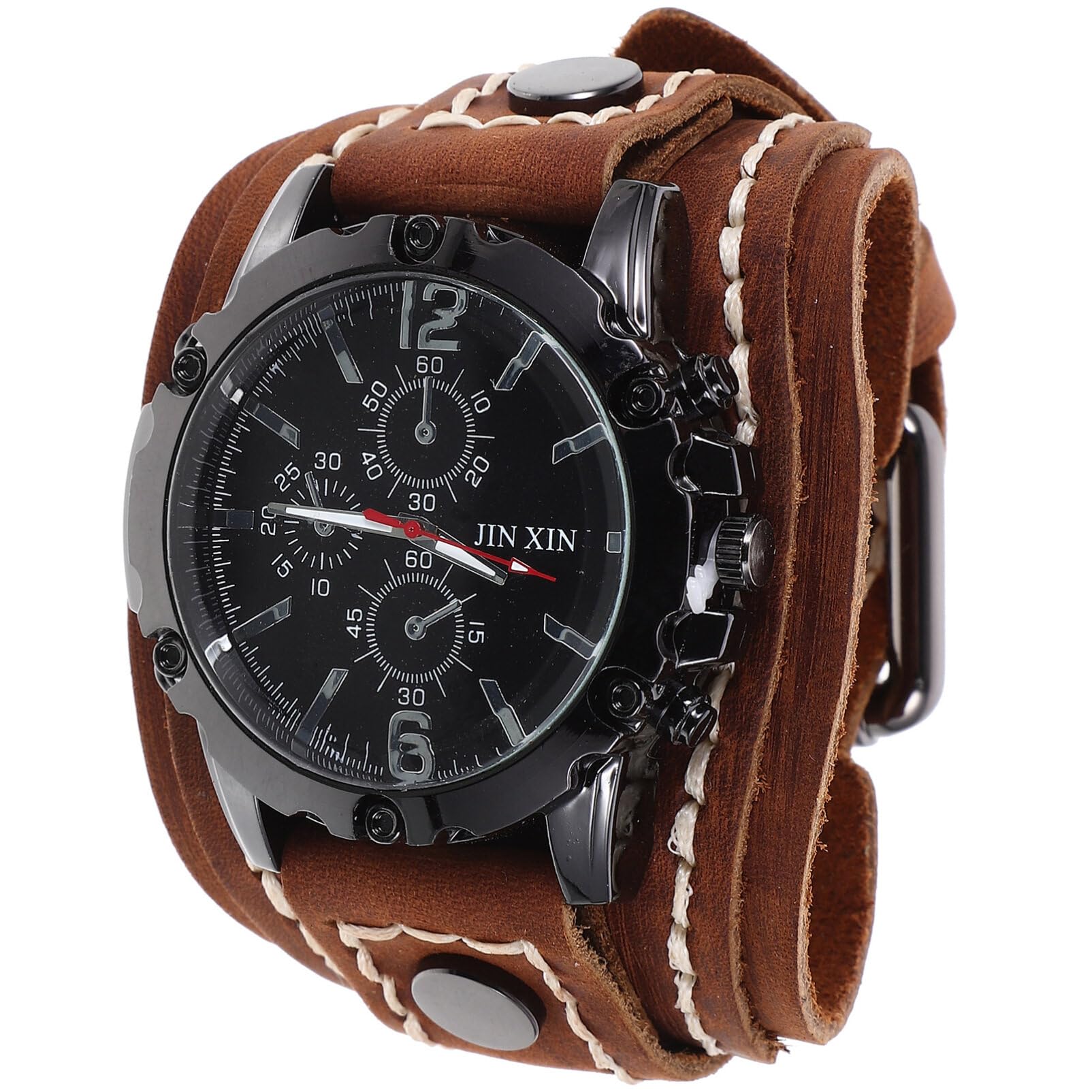 Vintage Leather Cuff Watch Strap for Men & Women - Adjustable Belt Watch Chain with Antique Design - Perfect for Steampunk Fashion, Cosplay, and Retro Style Accessories