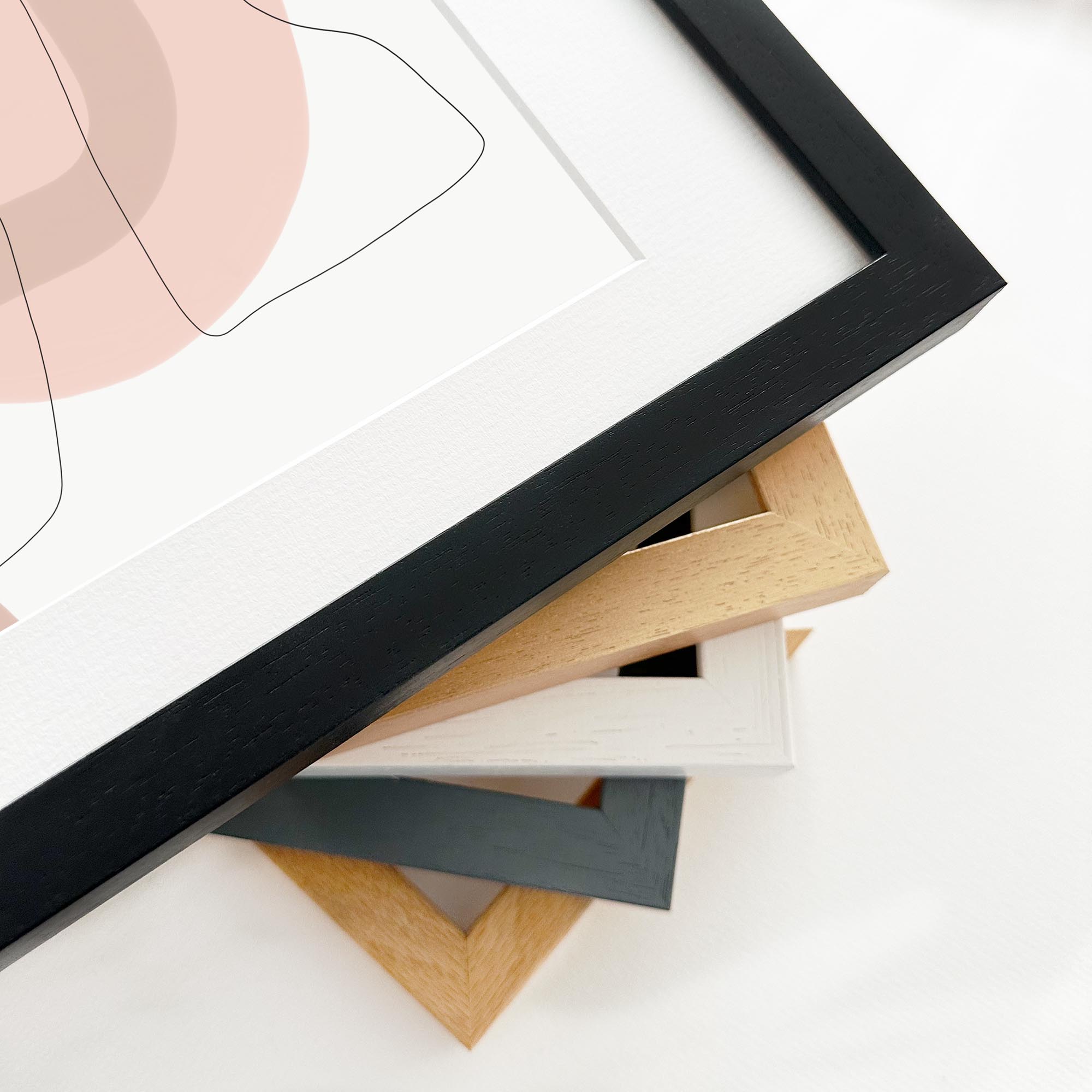 Scandi Shapes 2 Framed Wall Art - Nordic Minimalist Abstract Canvas Painting for Living Room, Bedroom & Office Decor