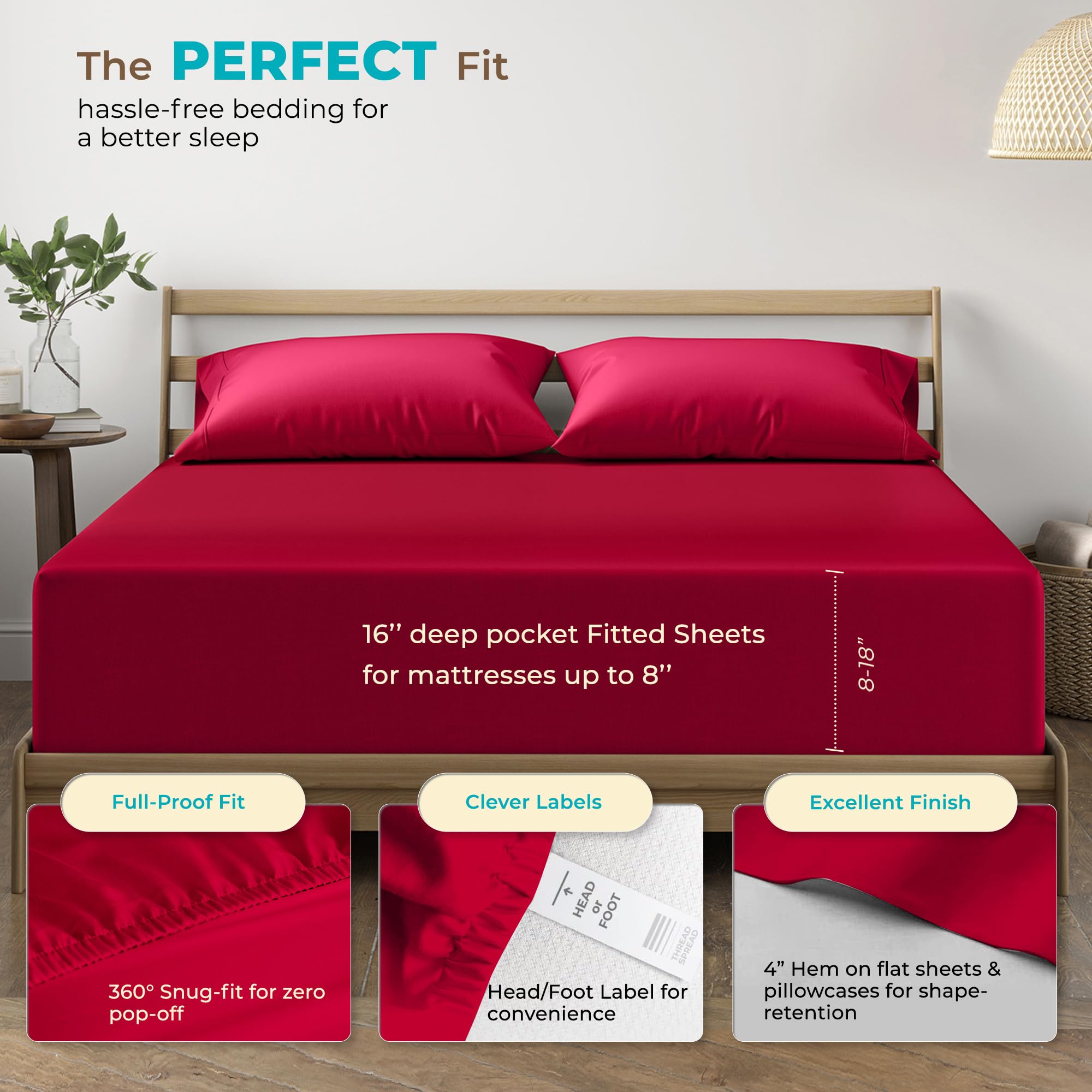 Premium 100% Egyptian Cotton California King Sheets - 800 Thread Count Luxury 4-Piece Bedding Set with 16