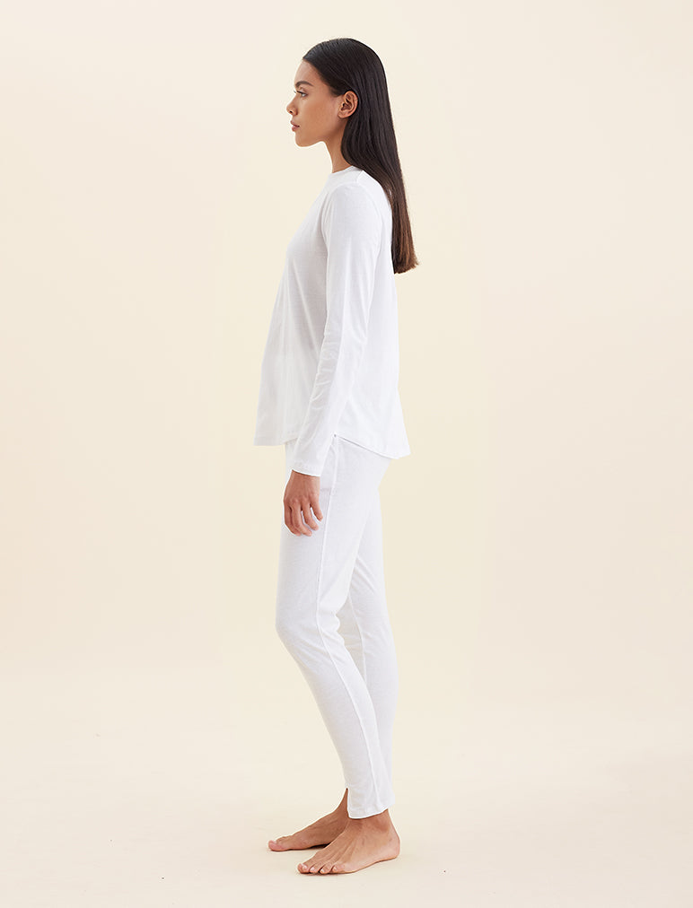 Organic Cotton Long Sleeve T-Shirt for Women - Soft Breathable Knit Tee - Casual Comfort Wear for Everyday, Yoga & Layering
