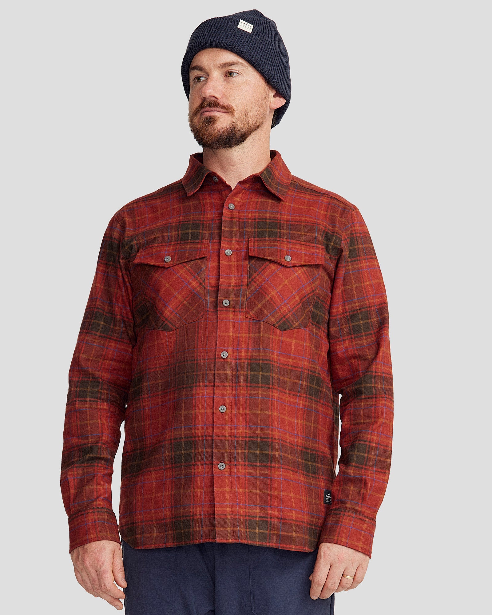 Men's Carrillon HF Long Sleeve Plaid Shirt - Redwood Hillside Checkered Pattern - Perfect for Casual Wear, Office & Outdoor Activities
