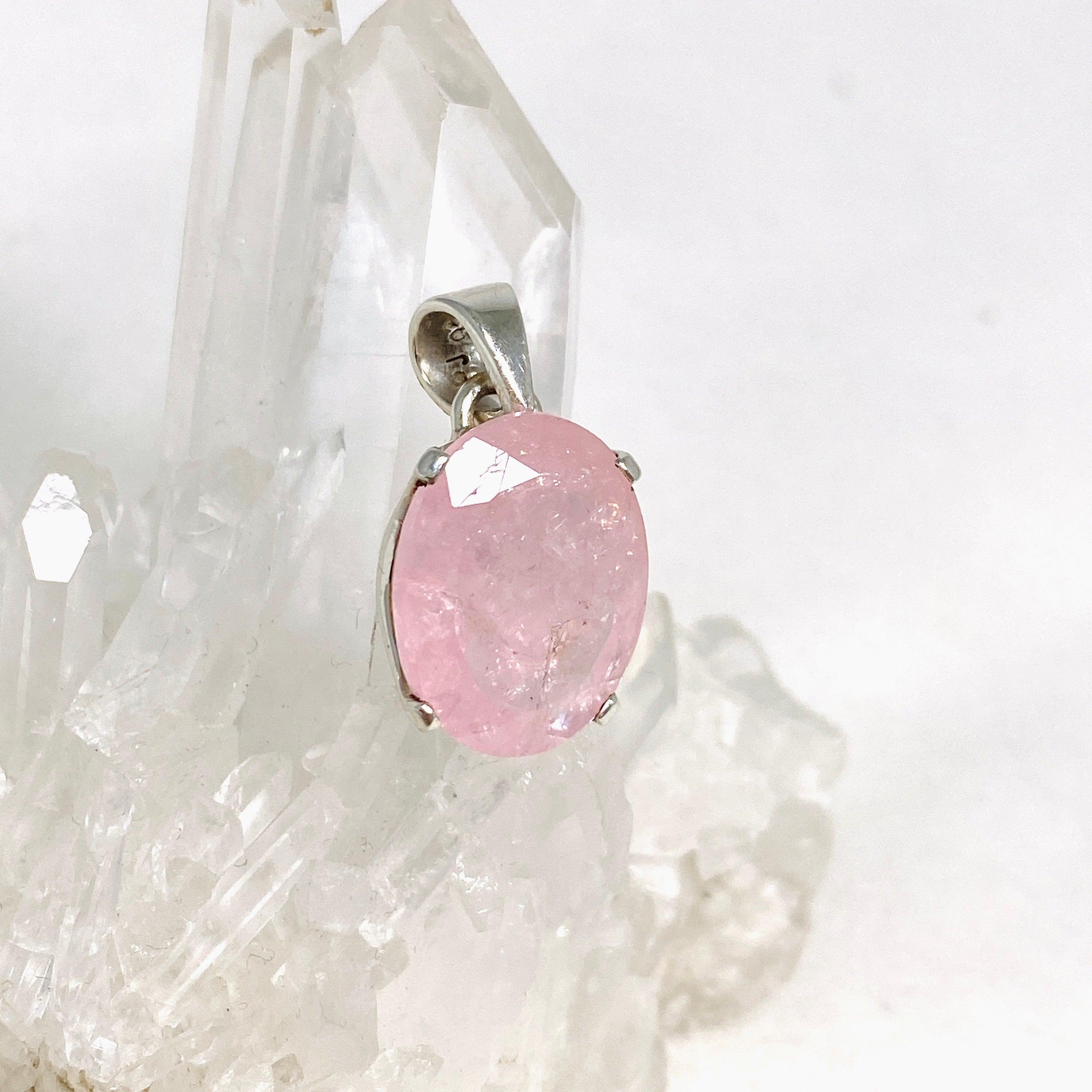 Morganite Faceted Oval Pendant Necklace PPGJ688 - Elegant Jewelry Gift for Women, Perfect for Weddings, Anniversaries & Special Occasions