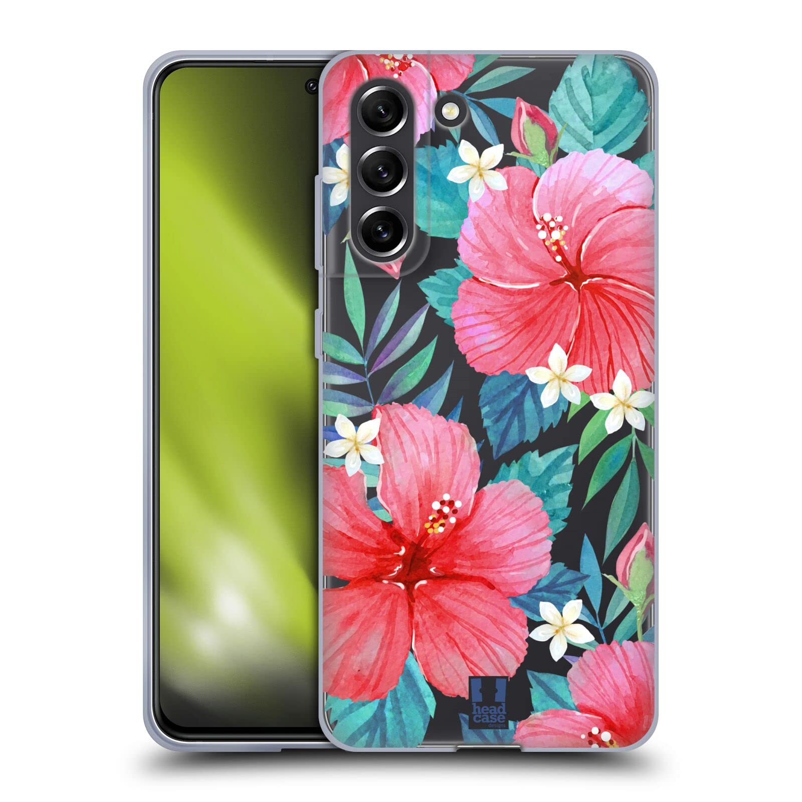 Head Case Designs Tropical Hibiscus Watercolor Flowers Soft Gel Case for Samsung Galaxy S21 FE 5G - Stylish Protection for Everyday Use & Outdoor Adventures