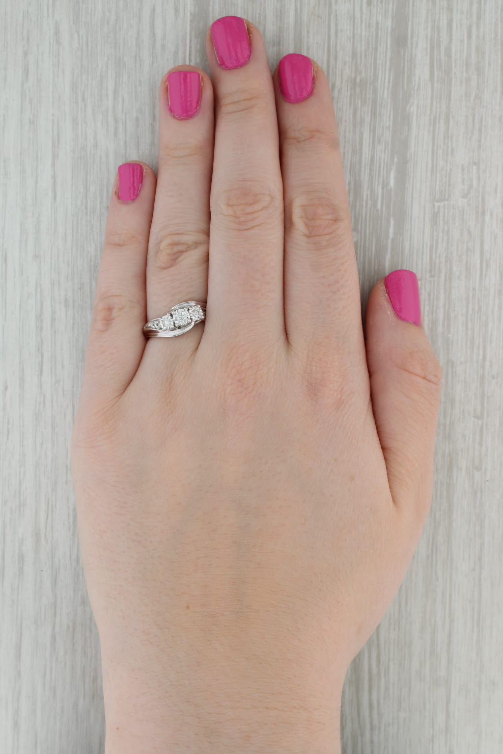 0.23ctw Diamond Three Stone Engagement Ring - 10k White Gold Size 8 Bypass Setting - Perfect for Proposals, Anniversaries & Romantic Gifts