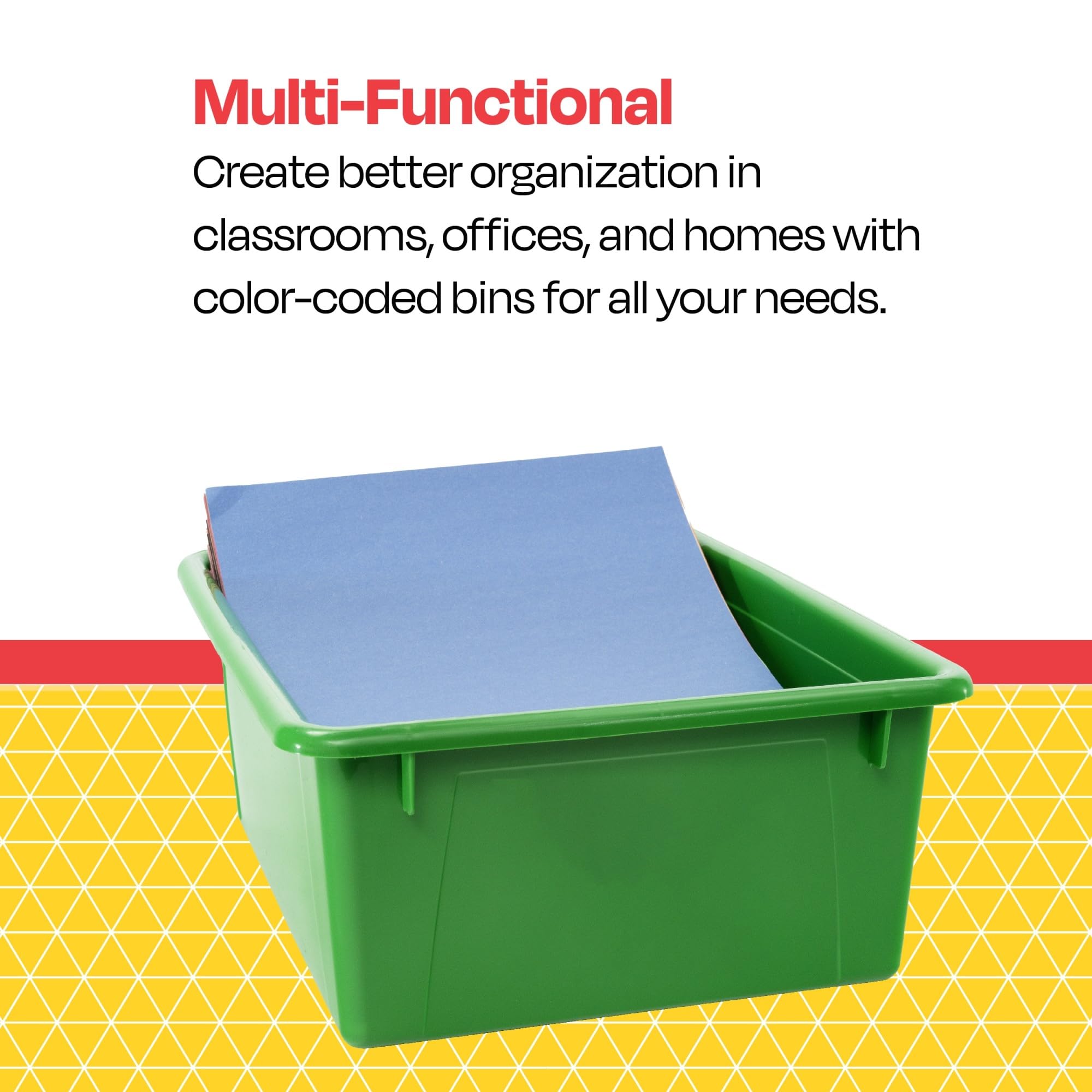 School Smart Durable Plastic Storage Tray - Letter Size Organizer for Classroom Supplies, Home Office & Craft Room | Green Multi-Purpose Tray for Papers, Files & School Materials