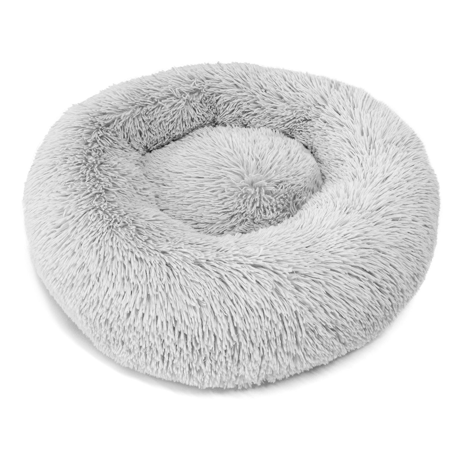 Soft Round Donut Pet Bed for Small Dogs & Cats - Non-Slip Bottom Calming Plush Bed for Puppies & Kittens - Perfect for Indoor Use in Living Room or Bedroom