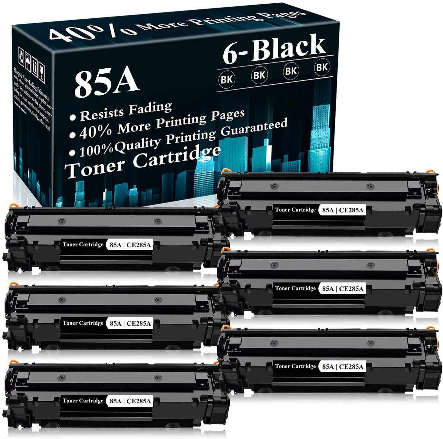 TopInk 6-Pack Black 85A CE285A Toner Cartridge Replacement for HP LaserJet Pro M1212nf MFP, M1217nfw MFP, M1214nfh MFP, M1216nfh MFP, M1213nf MFP, M1219nf MFP, P1102w, P1102, P1109w, P1006, M1132 Printers | High-Quality Compatible Ink | Perfect for Home & Office Printing Needs