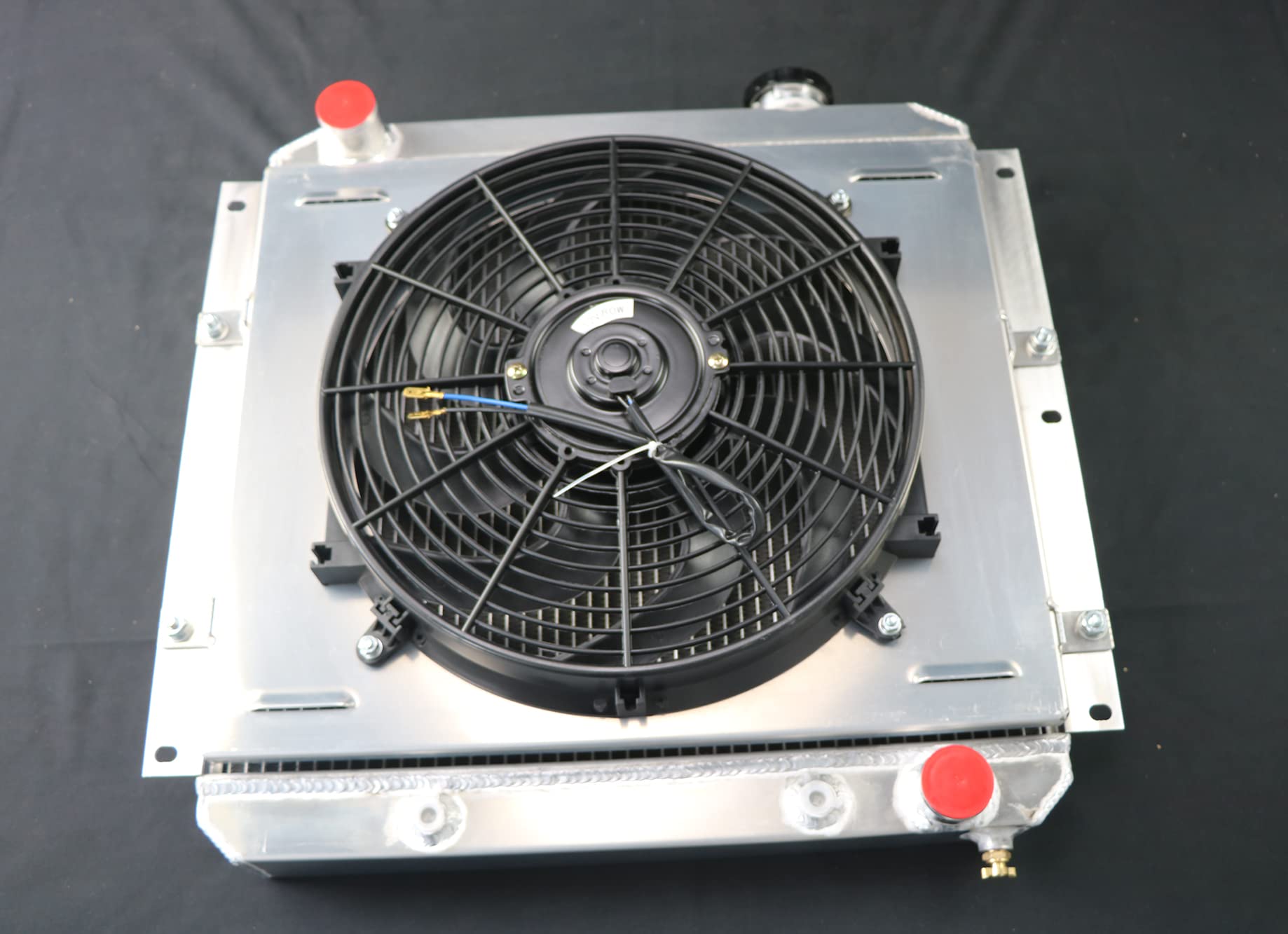 CU180 Aluminum Radiator Compatible with 1960-1984 Toyota Land Cruiser FJ40 FJ60 3.9L 4.2L L6 Engine - 3 Row Heavy Duty Cooling System with Fan Shroud & Relay Kit - Perfect for Off-Roading, Overlanding & Extreme Weather Conditions