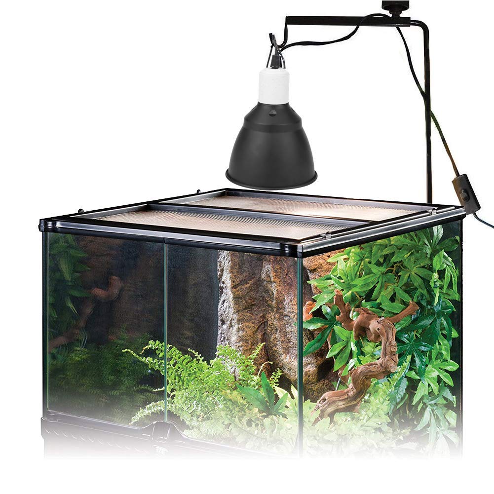Adjustable Reptile Lamp Stand - Portable Terrarium Light Bracket with Dome Support for Reptile Glass Enclosures | Perfect for Bearded Dragons, Snakes & Lizards Habitat Heating