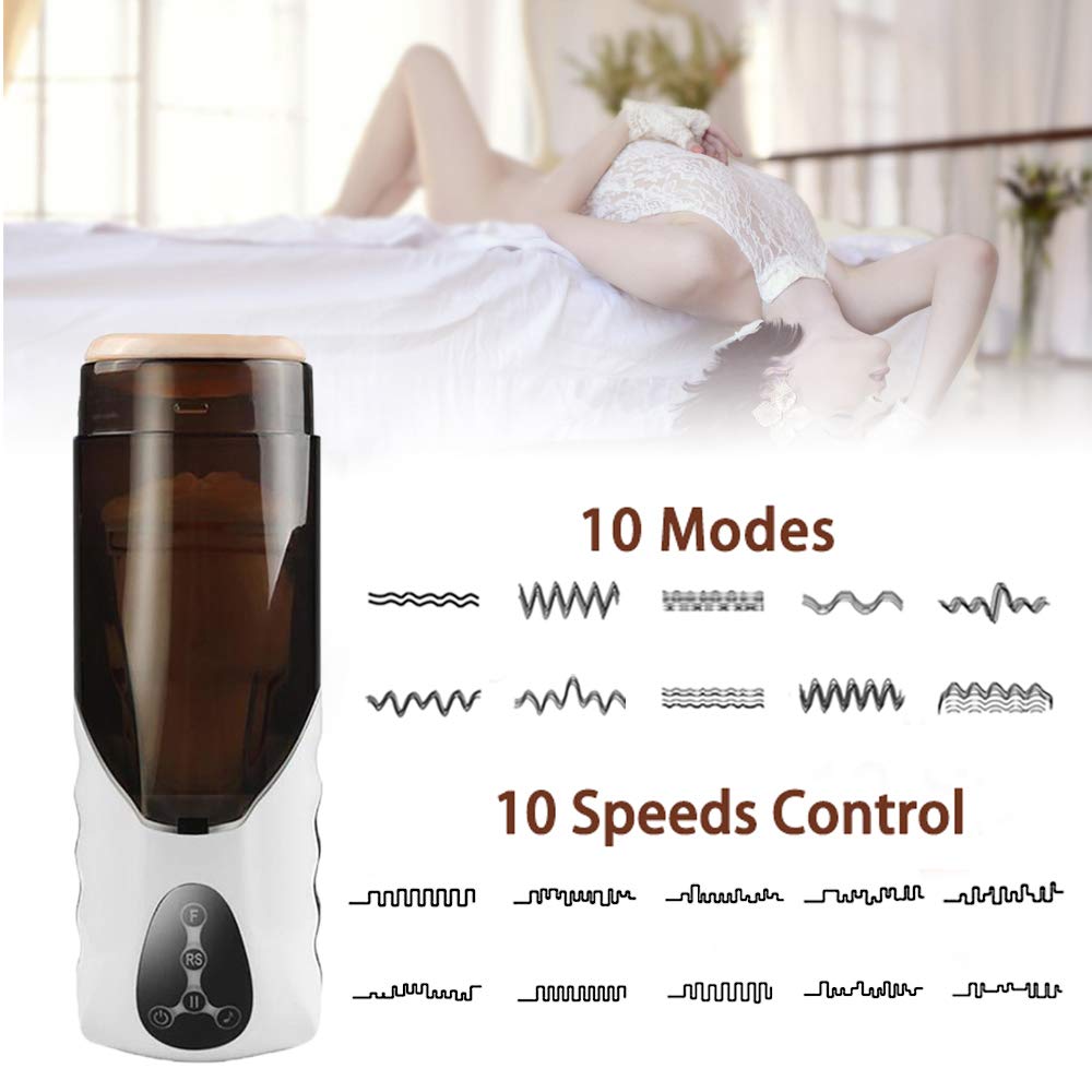 WeDol Automatic Male Masturbator Cup - 10 Thrusting Speeds & 10 Vibration Modes with Heating Function, Realistic Vagina Stroker for Oral & Dual Stimulation | Perfect for Solo Play, Couples Fun & Discreet Adult Pleasure