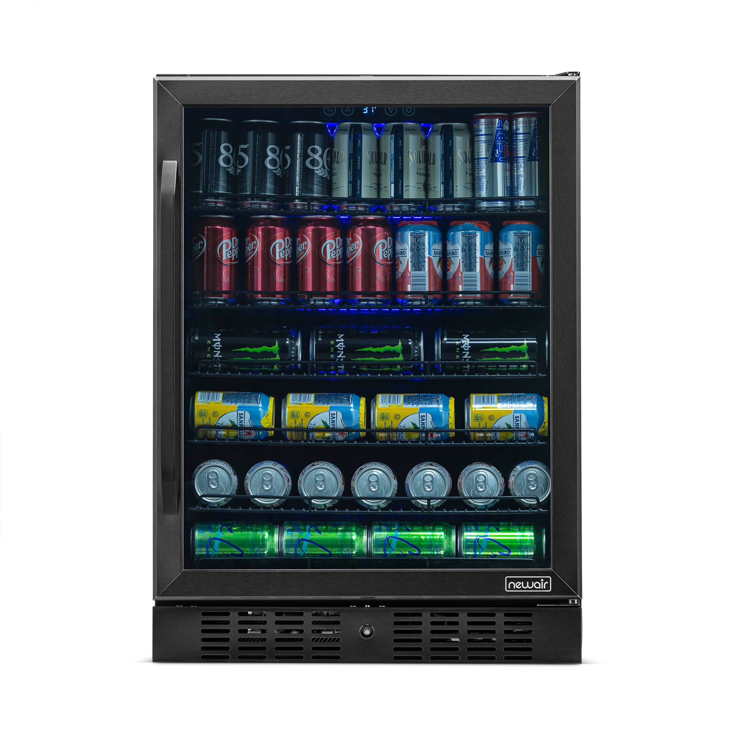 Newair® 177 Can Built-In Black Beverage Refrigerator - 24 Inch Under Counter Beer & Wine Cooler for Home Bar, Kitchen, or Office - Energy Efficient Mini Fridge for Soda, Drinks & Snacks Storage