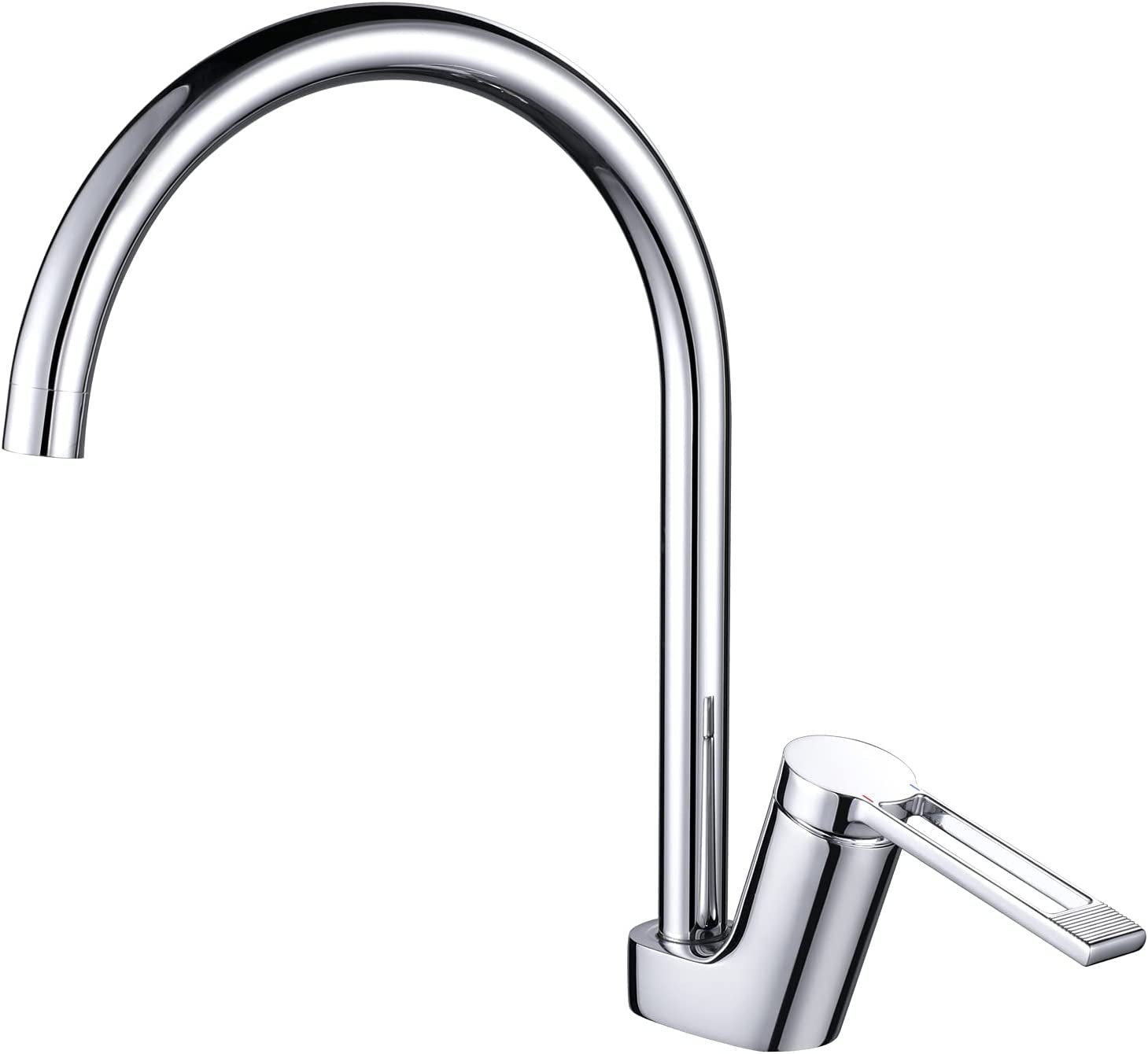 High Arc Commercial Kitchen Faucet - Single Handle Deck Mounted Sink Faucet with Cold & Hot Water - Modern Brass Chrome Finish for Home & Restaurant Use