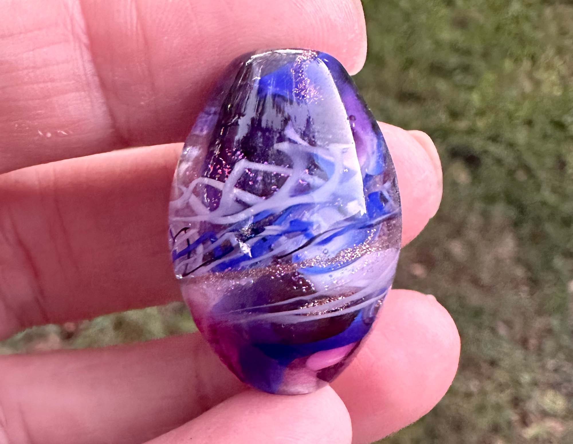 Handmade Purple Swirls Shimmer Lampwork Glass Focal Bead for Jewelry Making - Perfect for Necklaces, Bracelets & DIY Craft Projects