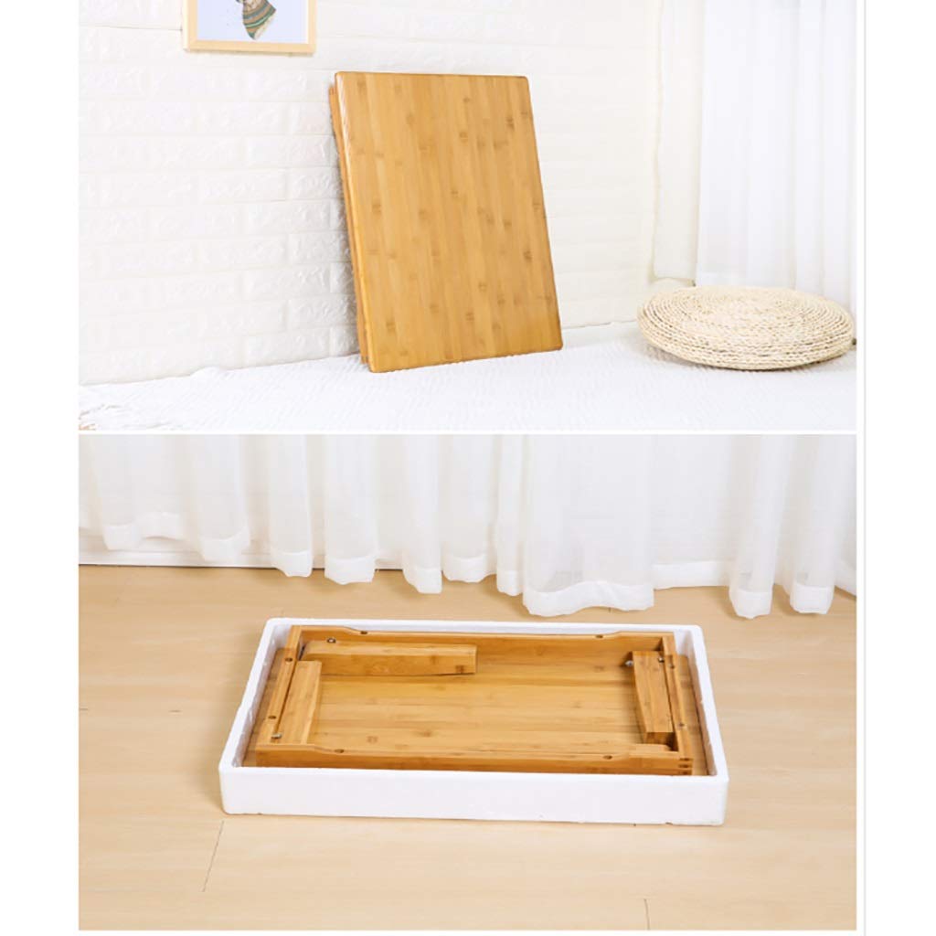 Japanese-Style Square Bamboo Folding Table - Multi-Functional Low Computer Desk & Small Dining Table (60x60x47cm) for Home Office, Living Room, and Outdoor Use