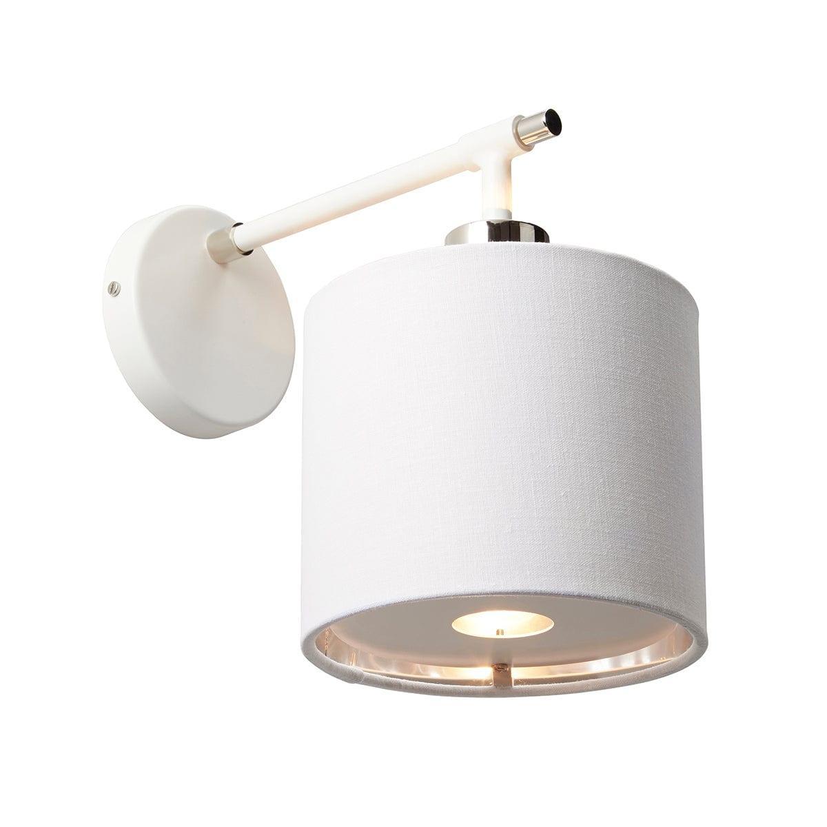 Elstead Balance 1 Light White & Polished Nickel Wall Sconce - Modern Bathroom Vanity Lighting for Bedroom, Hallway, and Entryway