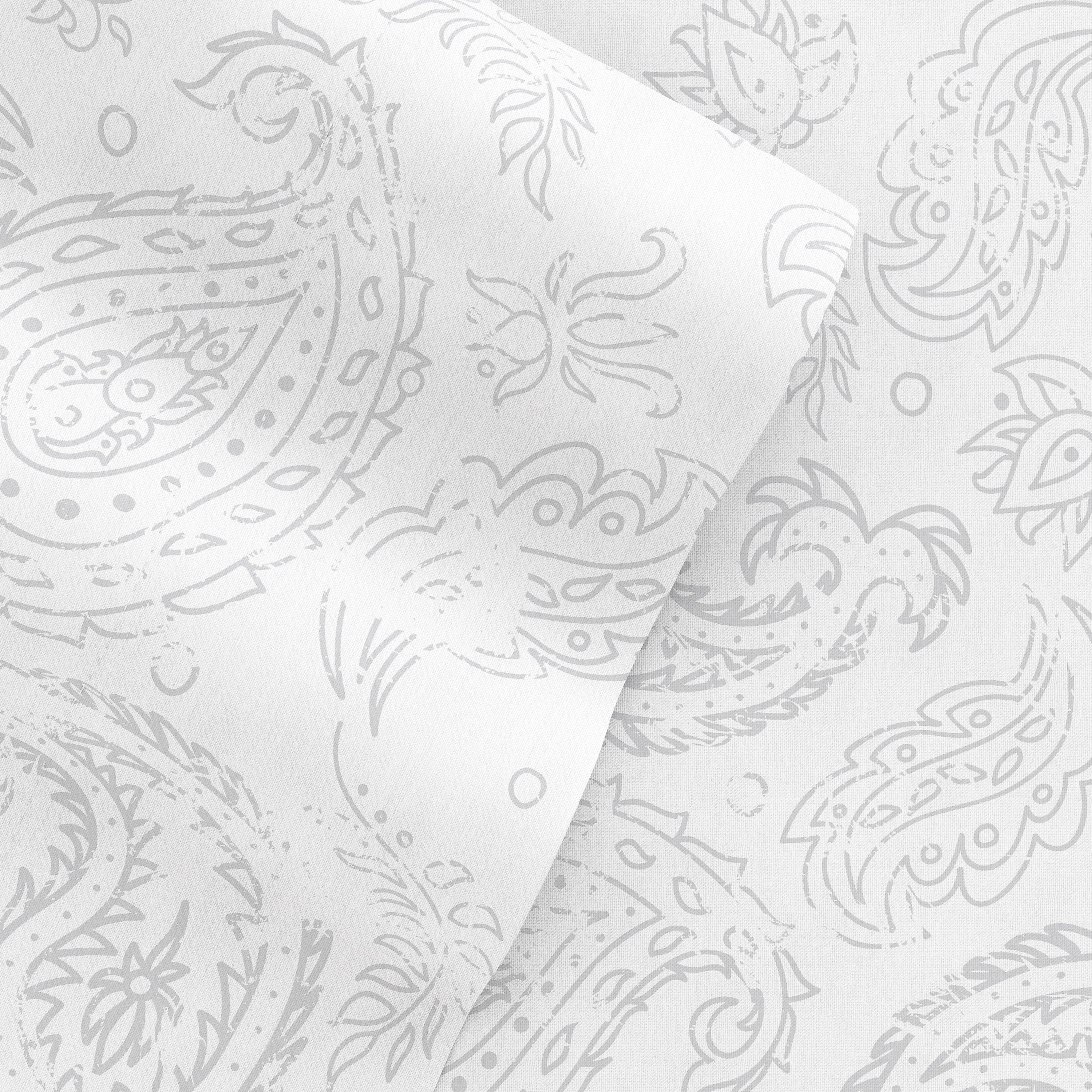 Stylish Coarse Paisley Print 4-Piece Queen Size Bed Sheet Set - Soft Breathable Cotton for Comfortable Sleep & Bedroom Decor