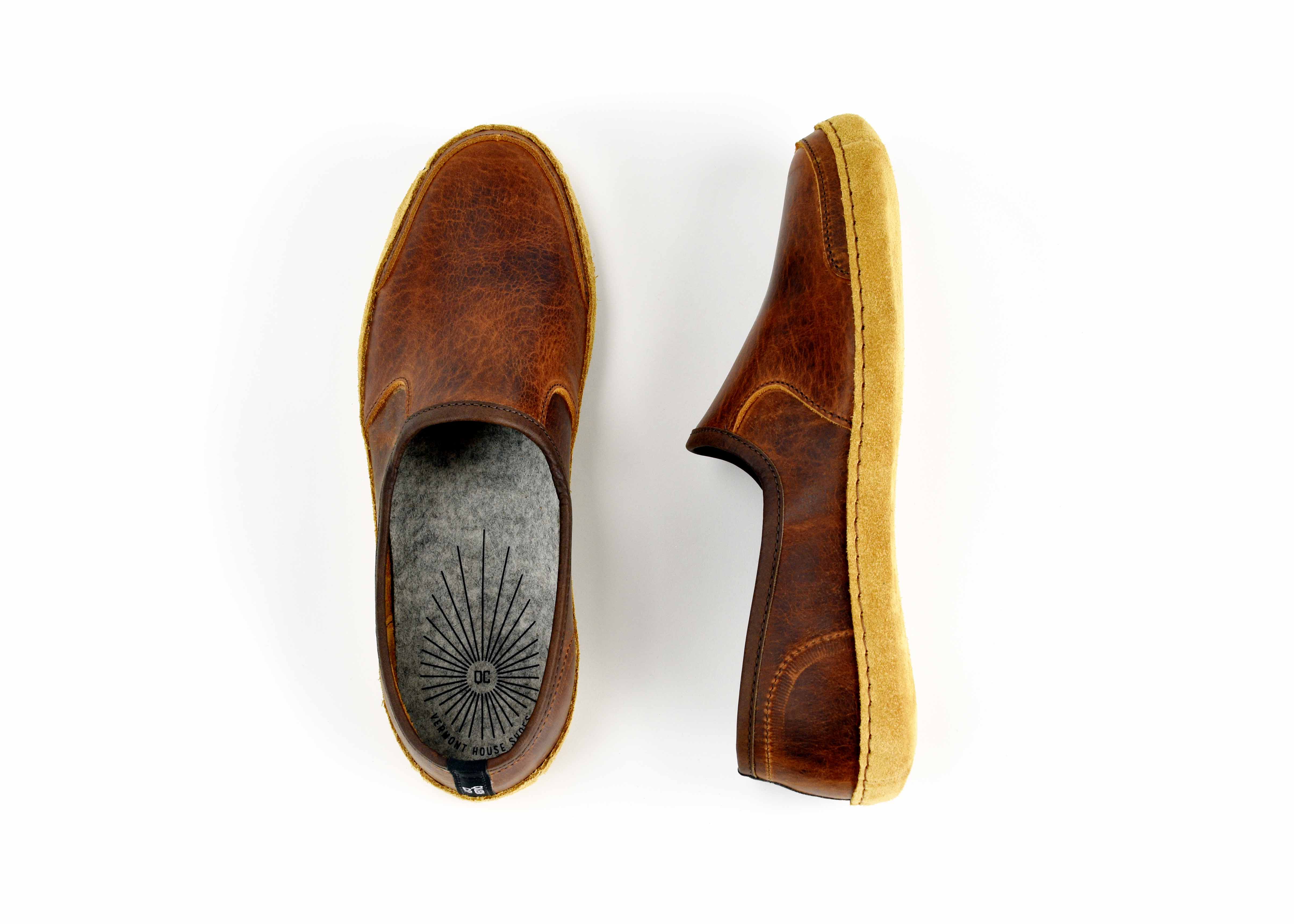 Vermont House Shoes®: Premium Tobacco Bison Leather Loafers - Comfortable Indoor & Outdoor Slip-On Shoes for Men & Women | Perfect for Home, Office, and Casual Wear