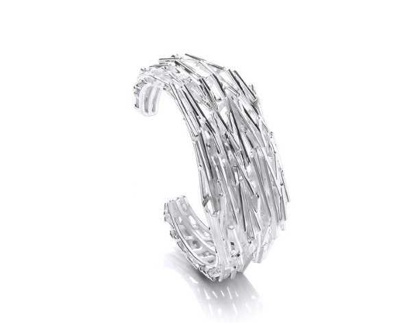 Vintage Heavy Silver Shards Cuff Bangle Bracelet for Women - Chunky Boho Statement Jewelry for Parties, Weddings & Everyday Wear