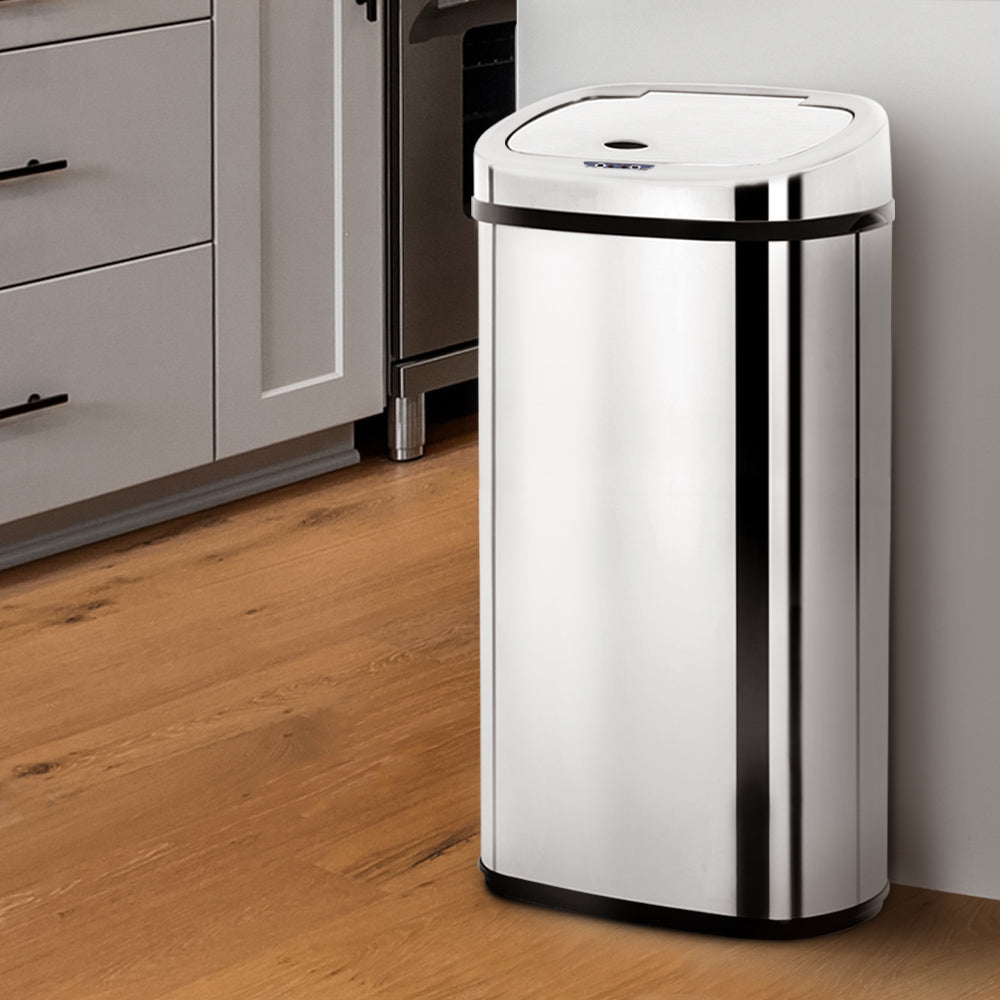 68L Stainless Steel Motion Sensor Trash Can - Automatic Touchless Kitchen & Office Waste Bin with Lid, Hands-Free Garbage Disposal for Home, Bathroom, Restaurant