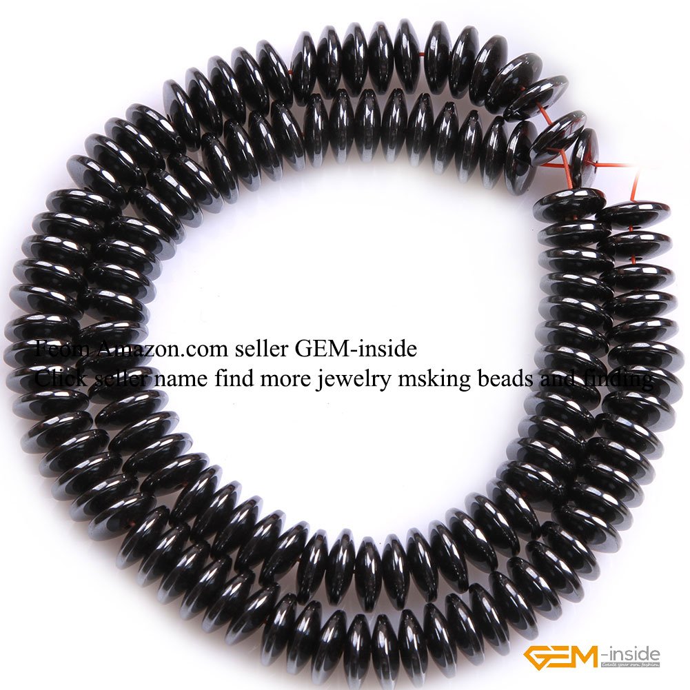 GEM-Inside Black Hematite Non-Magnetic Gemstone Loose Beads 3X10mm Roundelle - Energy Stone Power Beads for Jewelry Making (15 Inch Strand) - Perfect for Bracelets, Necklaces & DIY Craft Projects