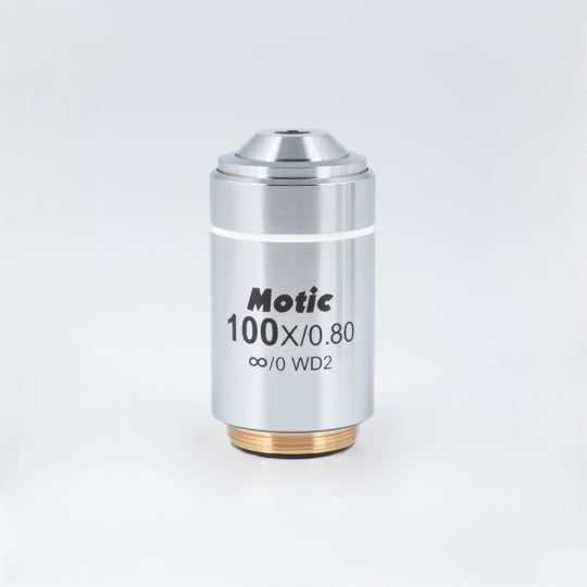 AE Objective CCIS® LM Plan Achromatic Microscope Objective 100X Magnification 0.8 NA 2mm WD for Biological Research & Laboratory Use