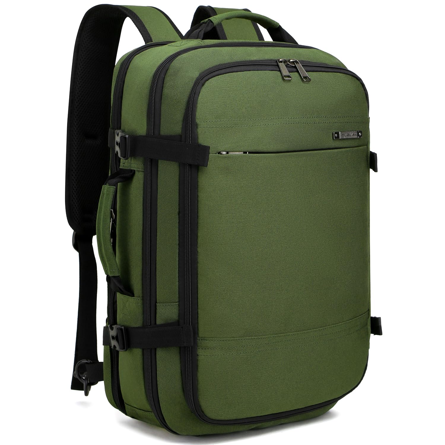 TUGUAN 17 Inch Expandable Laptop Backpack 36L with USB Charging Port, Green Business Computer Backpack for Men & Women, Durable Work & Commuting Backpack for Office, School, and Travel