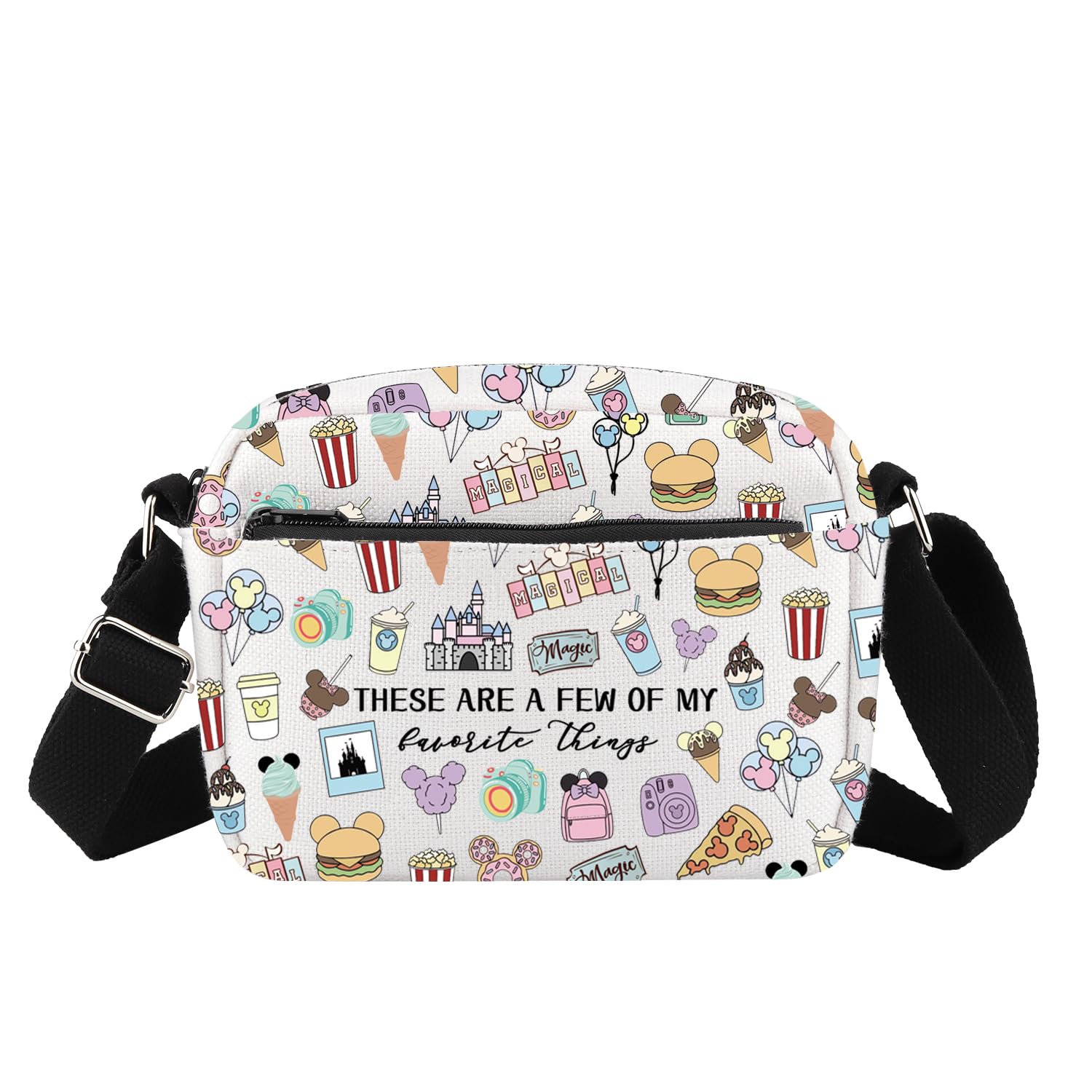 **Fairytale Fans Crossbody Bag - Cute Mouse & Ice Cream Design - Perfect for Vacation, Travel & Disney Trips - Magic Kingdom Gift for Snacks Lovers & Disney Fans**    *(Use Cases: Ideal for theme park visits, beach outings, shopping trips, or as a unique gift for Disney and snack enthusiasts.)*