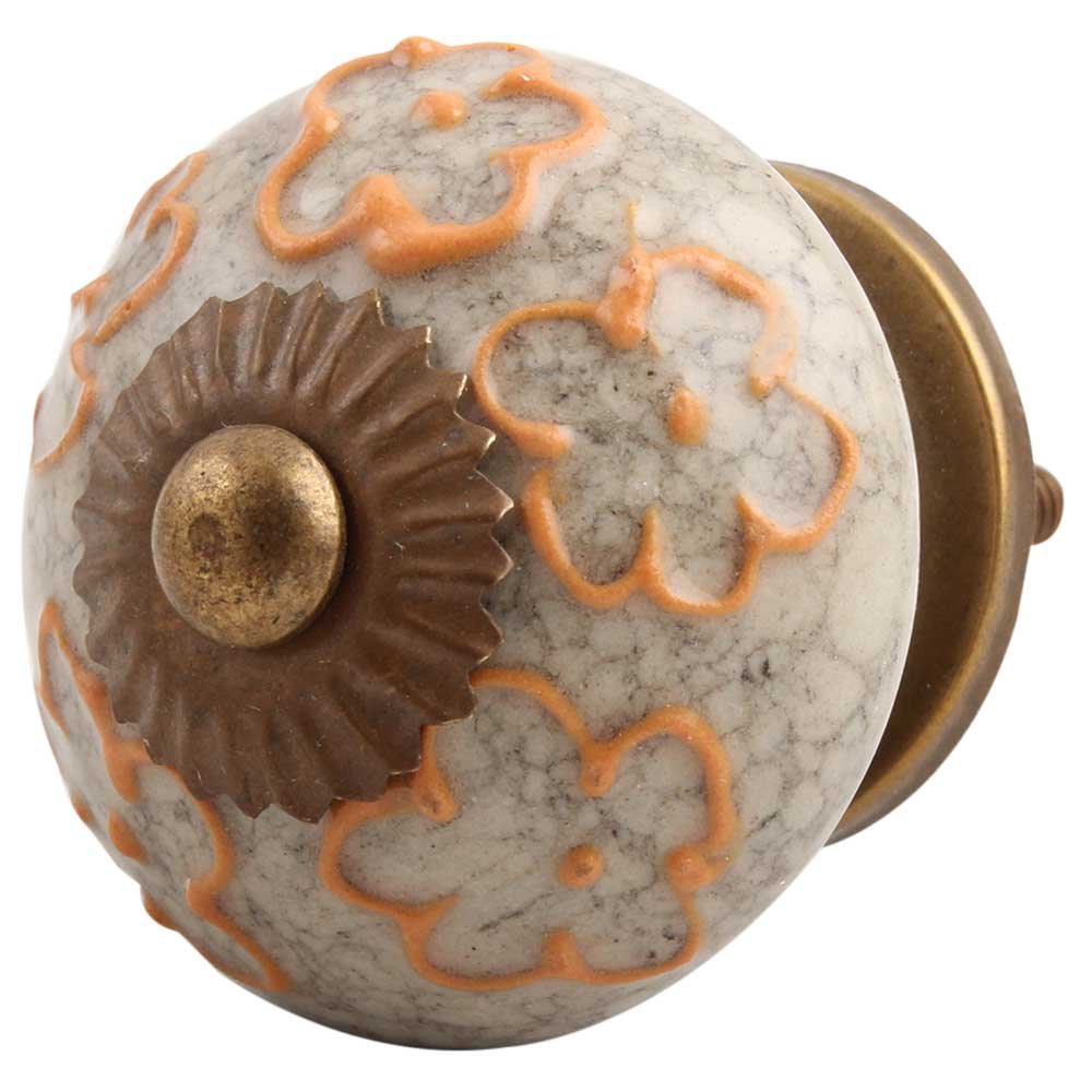 IndianShelf 14-Piece Ceramic Floral Mustard Drawer Knobs - Handcrafted Luxury Cabinet Hardware for Kitchen, Dresser & Furniture - Perfect for Home Decor & DIY Cabinet Upgrades