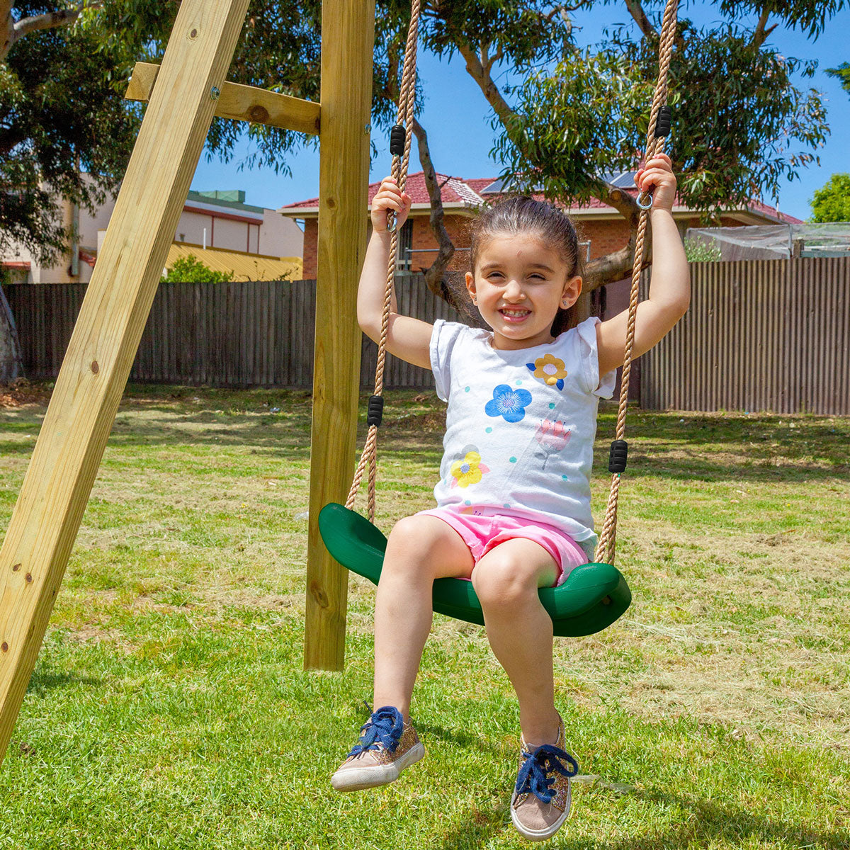 Holt 2 Station Wooden Swing Set for Kids - Heavy Duty Backyard Playset with Swings and Slide - Perfect for Outdoor Play in Gardens, Parks, and Backyards