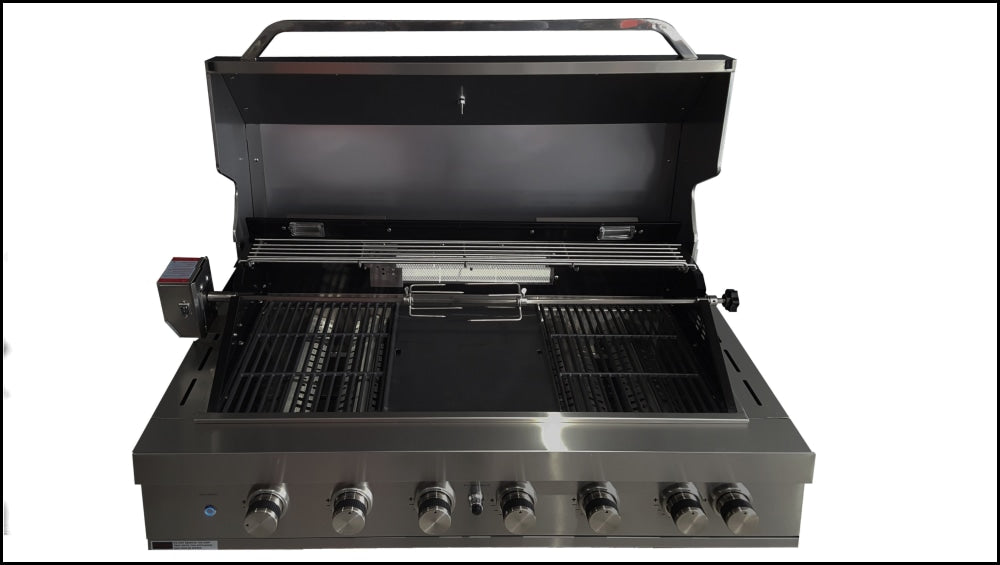 Euro Appliances EAL1200RBQBSSH 6-Burner Built-In BBQ Grill - Premium Dark Stainless Steel - Outdoor Cooking for Backyard, Patio & Garden Parties (Ex-Display Discount)