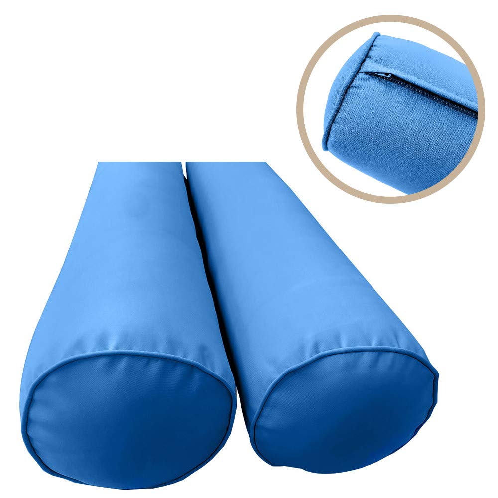 Outdoor Daybed Mattress Cover with Bolster Back Pillow Slipcovers - Piped Trim Design for Patio Furniture (Style 1, Full Size AD102) - Perfect for Poolside Lounging and Garden Relaxation