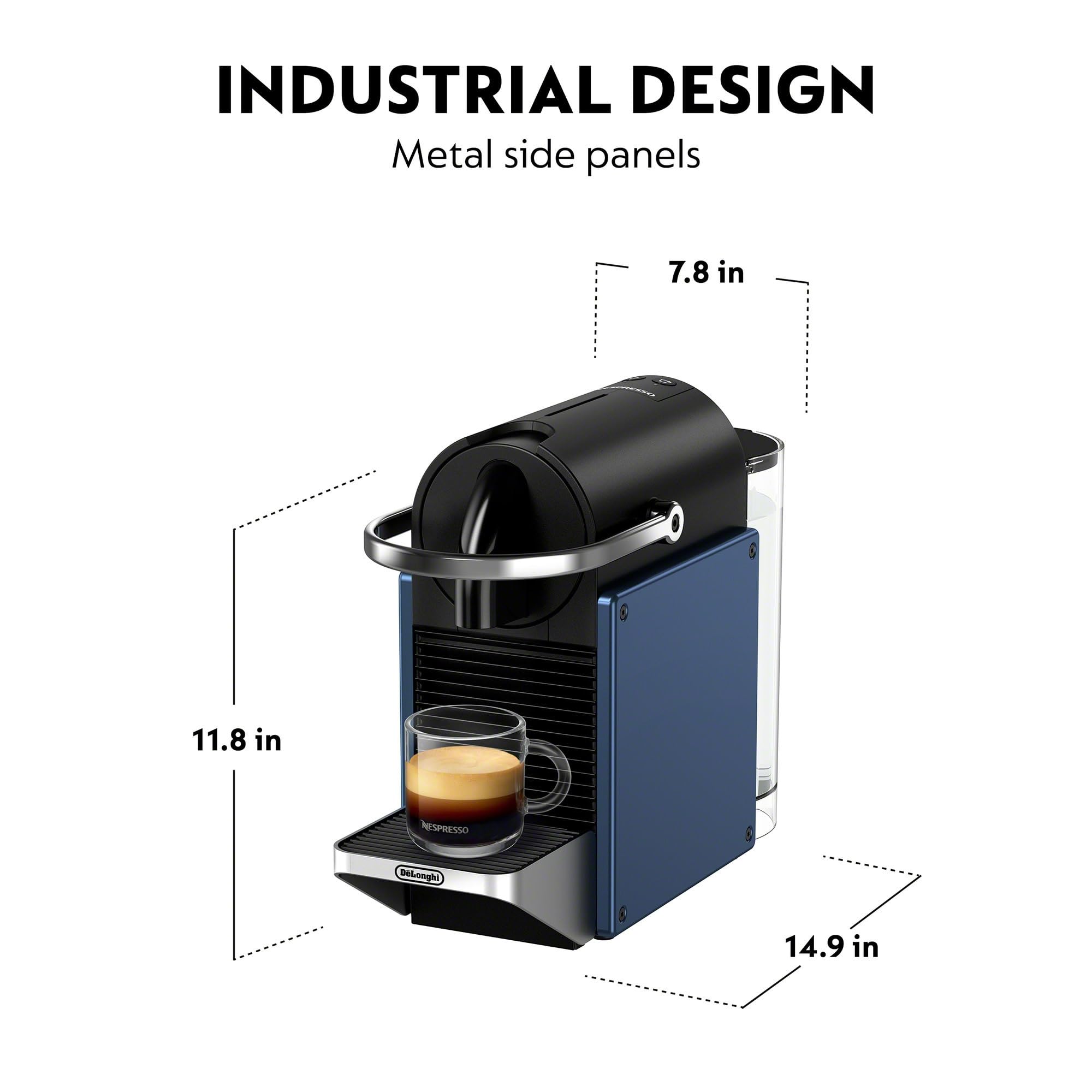 De'Longhi Nespresso Pixie Espresso Machine - Compact Single-Serve Coffee Maker with 19 Bar Pressure, Dark Blue - Perfect for Home, Office & Small Spaces