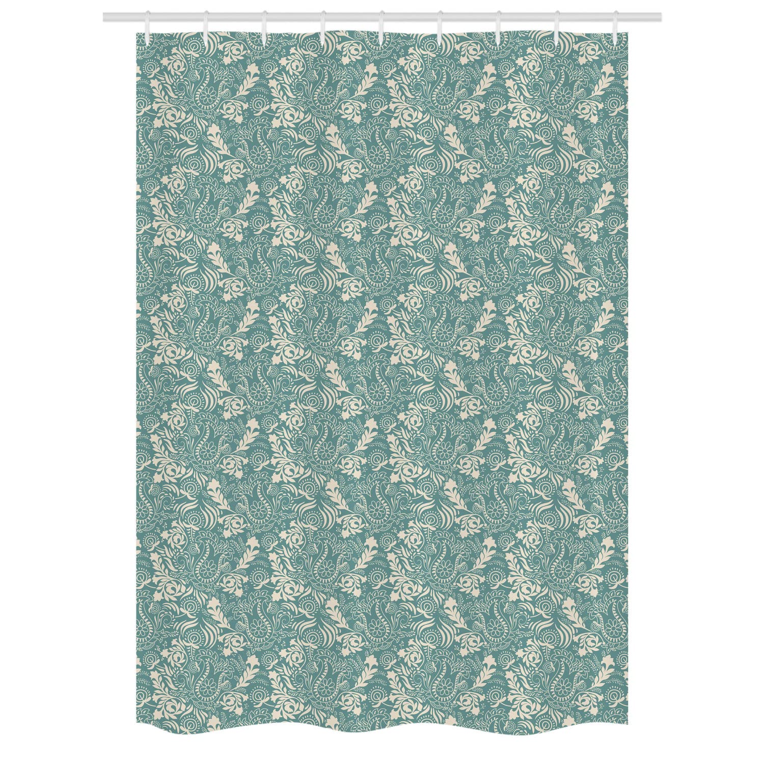 Ambesonne Floral Shower Curtain Set with Hooks - Marrakech Inspired Abstract Paisley Design, Nature Motifs in Teal & Beige, 54x78 Inches - Perfect for Bathroom Decor, Spa Retreats & Boho Chic Home Styling