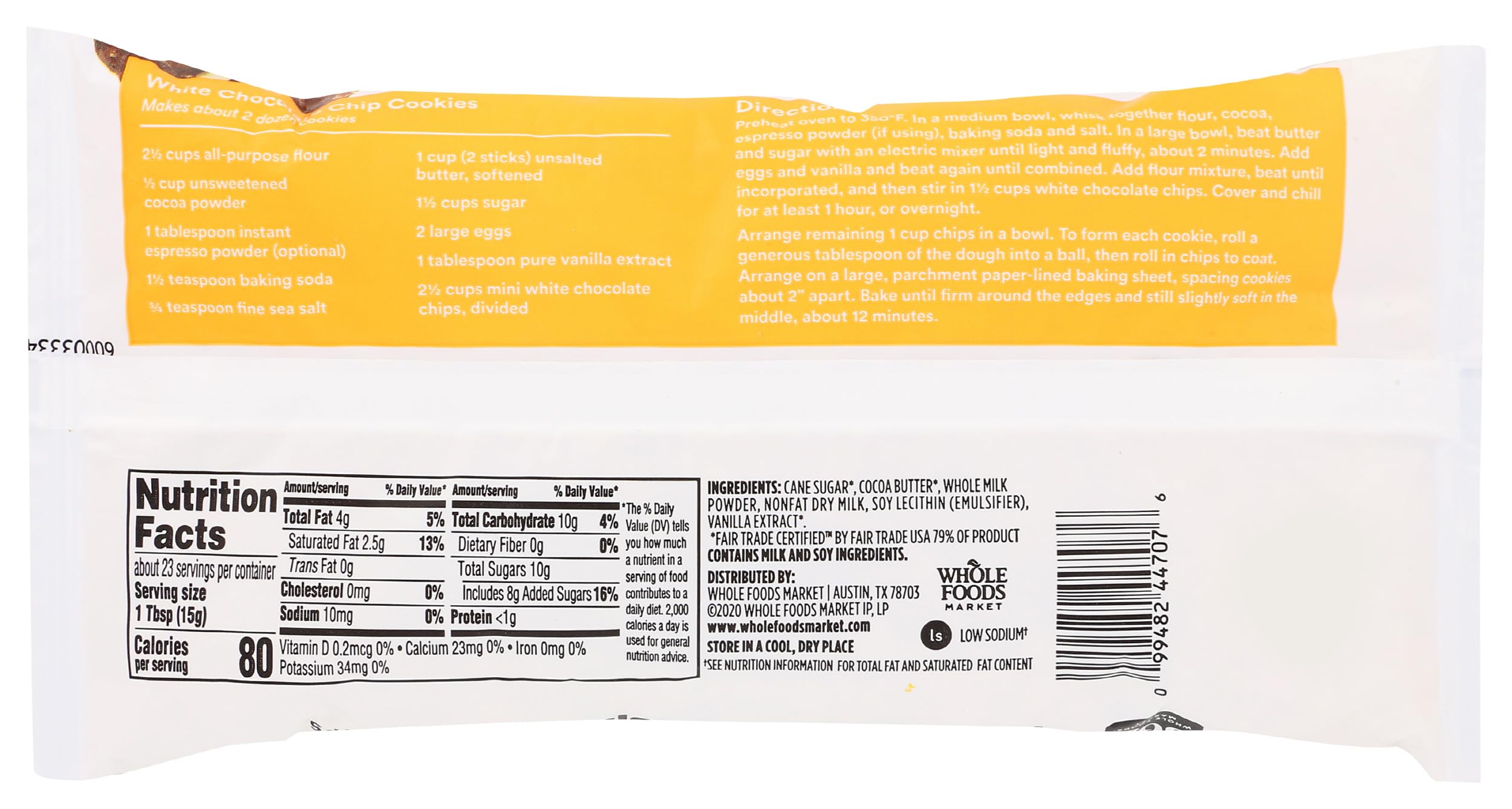 365 by Whole Foods Market Mini White Chocolate Chips - 12oz Bag | Premium Baking Ingredients for Cookies, Cakes & Desserts | Vegan & Gluten-Free Snack