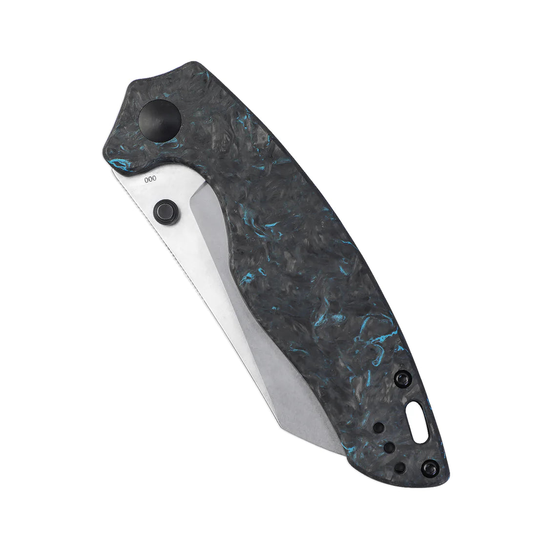 Kizer Towser K Ki4593A1 Folding Pocket Knife - Stonewash Elmax Blade, Blue Fatcarbon Handles, Liner Lock - EDC, Outdoor, Camping, Hiking Gear