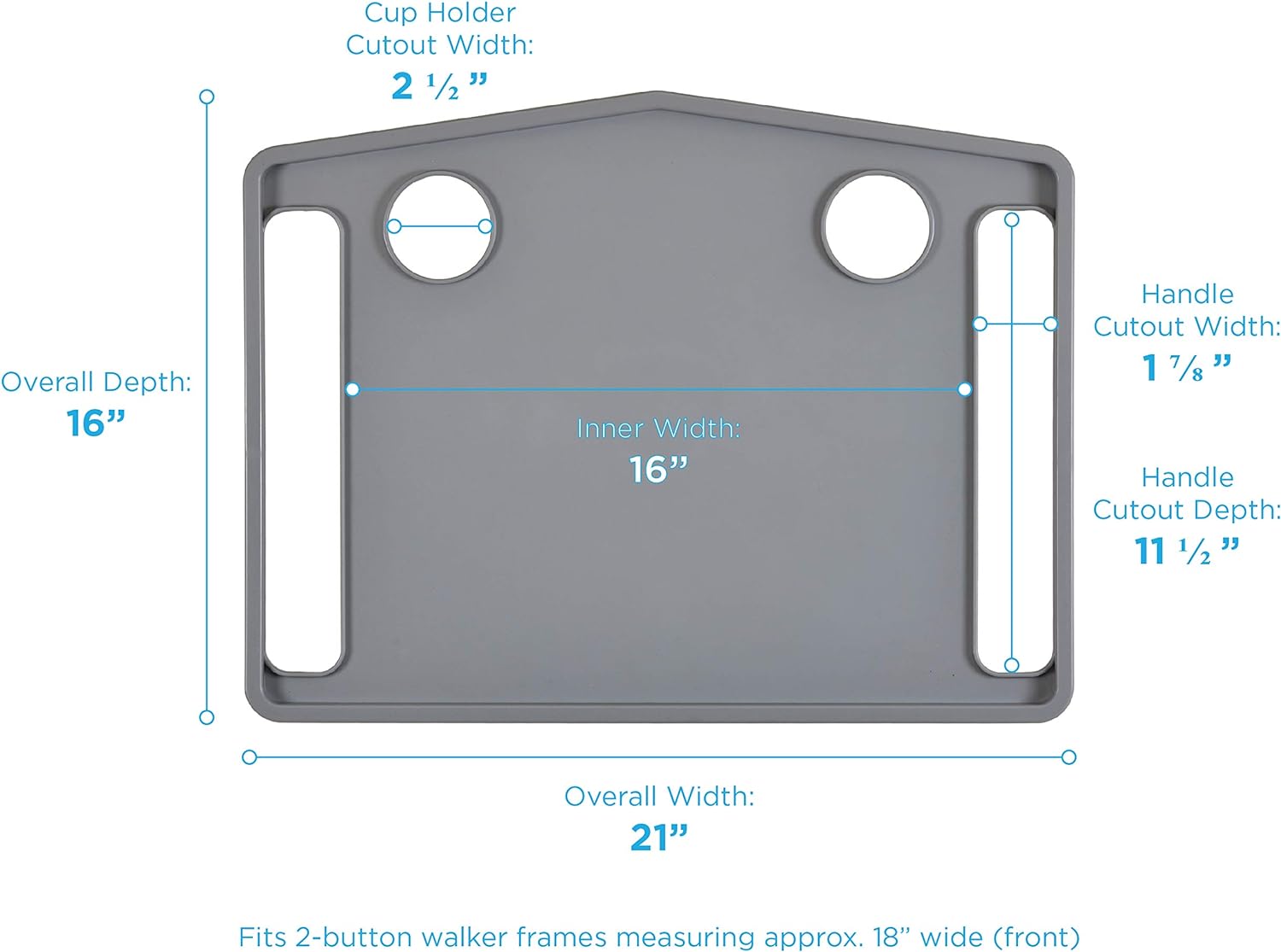 Universal Walker Tray - Adjustable & Removable Tray for Walkers and Rollators - Perfect for Meals, Reading & Activities (Fits Most Standard Walkers)