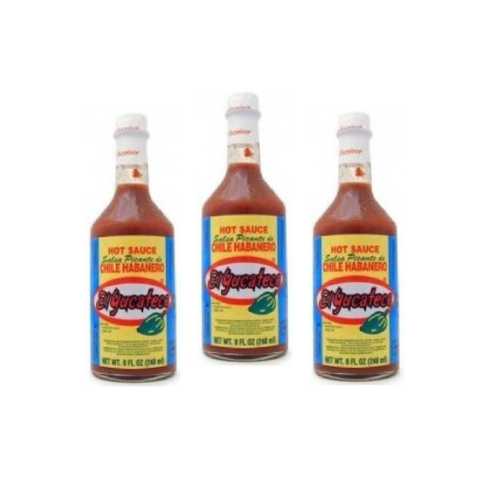 El Yucateco Red Habanero Hot Sauce - 8 oz Bottle (3-Pack) | Authentic Mexican Hot Pepper Sauce for Tacos, Wings & Grilling
