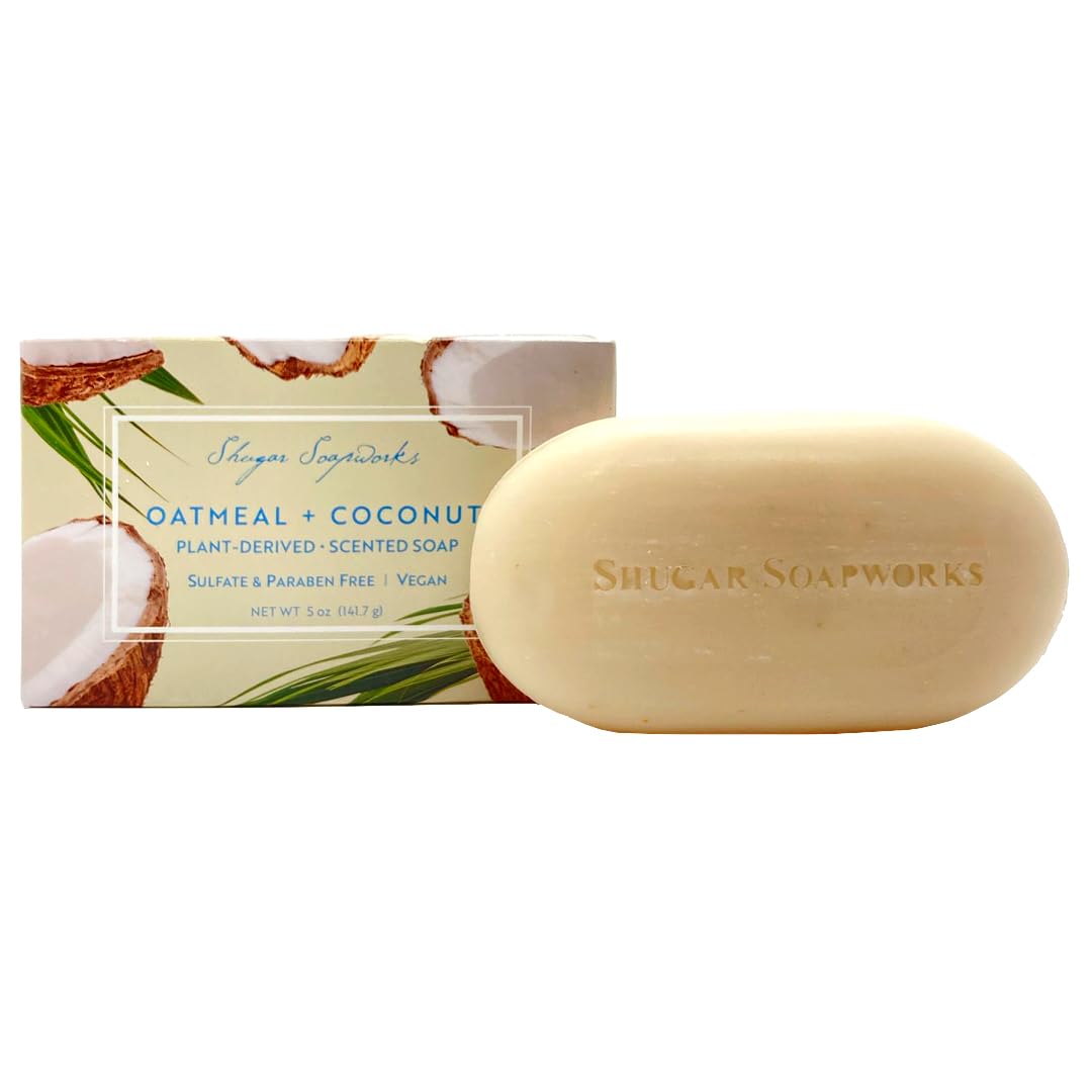 Organic Oatmeal & Coconut Vegan Bar Soap 2-Pack - Gentle Moisturizing for Sensitive Skin, Eco-Friendly Bath & Shower