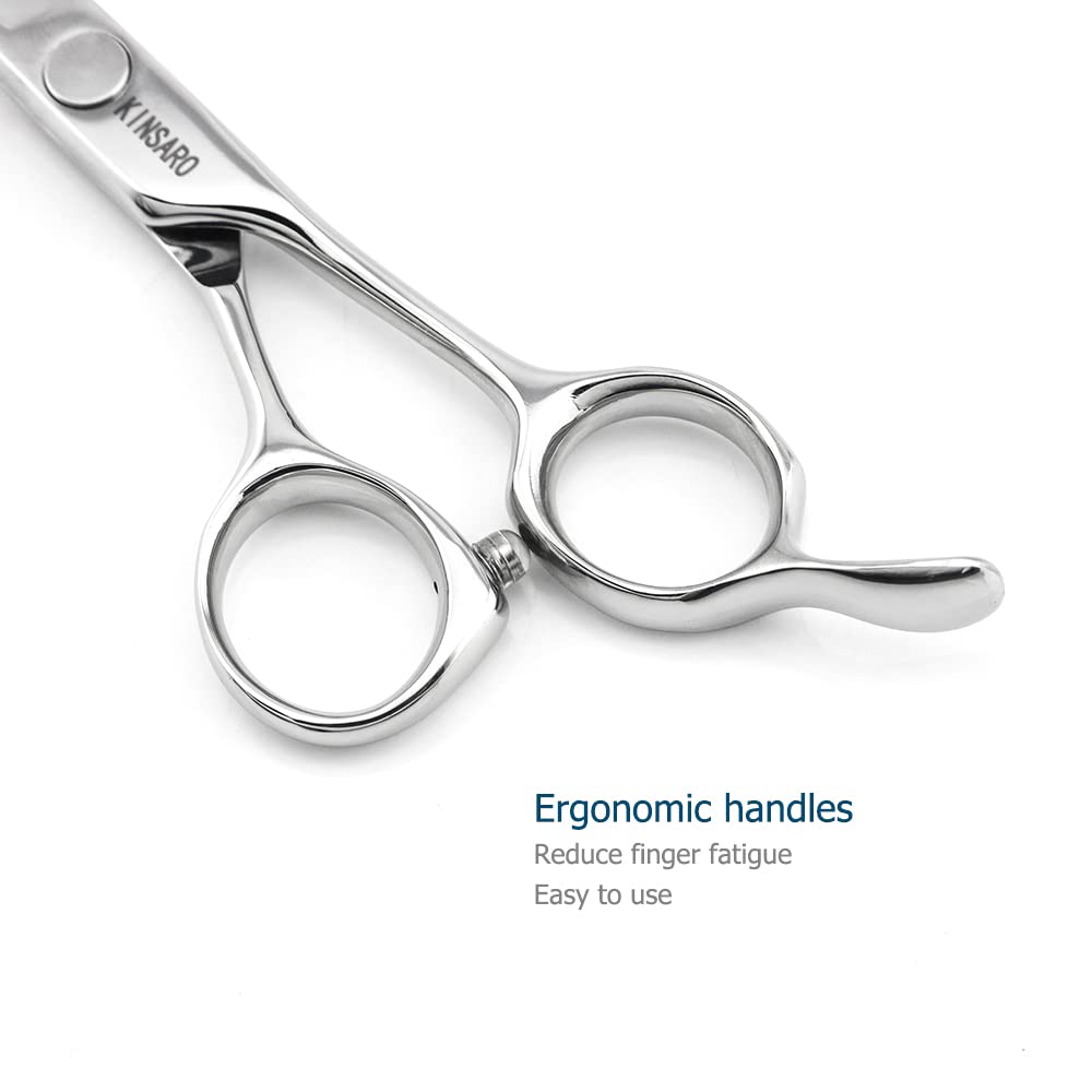 Professional 6 Inch Barber Scissors - 440C Stainless Steel Hair Cutting Shears for Stylists & Hairdressers - Precision Haircutting Tools for Salon, Home & Professional Use - KINSARO