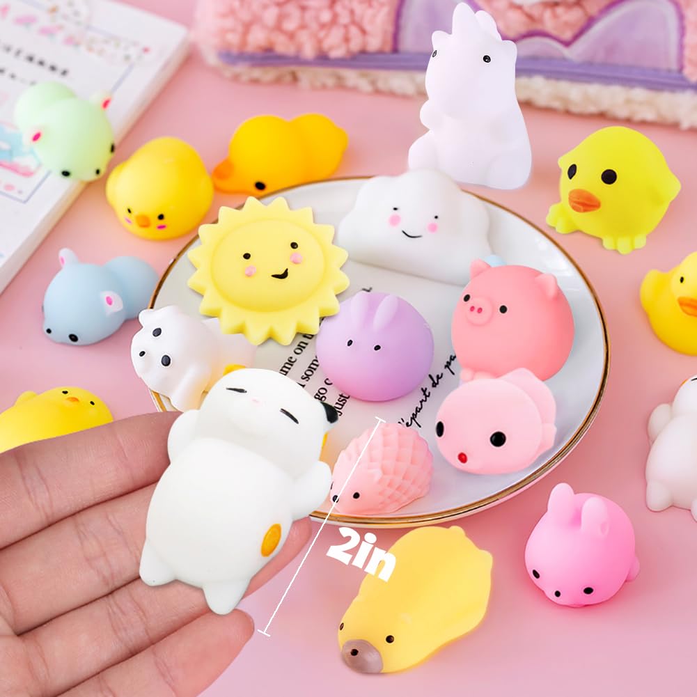 28 Pack UMEELR Squishy Mochi Toys with Collectible Cards - Cute Stress Relief Squeeze Toys for Kids, Easter Basket Stuffers & Party Favors - Perfect for Sensory Play, Classroom Rewards & Easter Egg Hunt Prizes