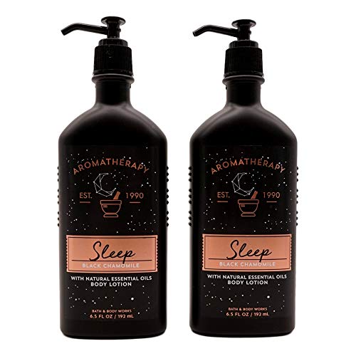 Bath and Body Works Aromatherapy Sleep Black Chamomile Body Lotion 2-Pack (6.5 Oz Each) - Relaxing Nighttime Moisturizer for Stress Relief & Better Sleep