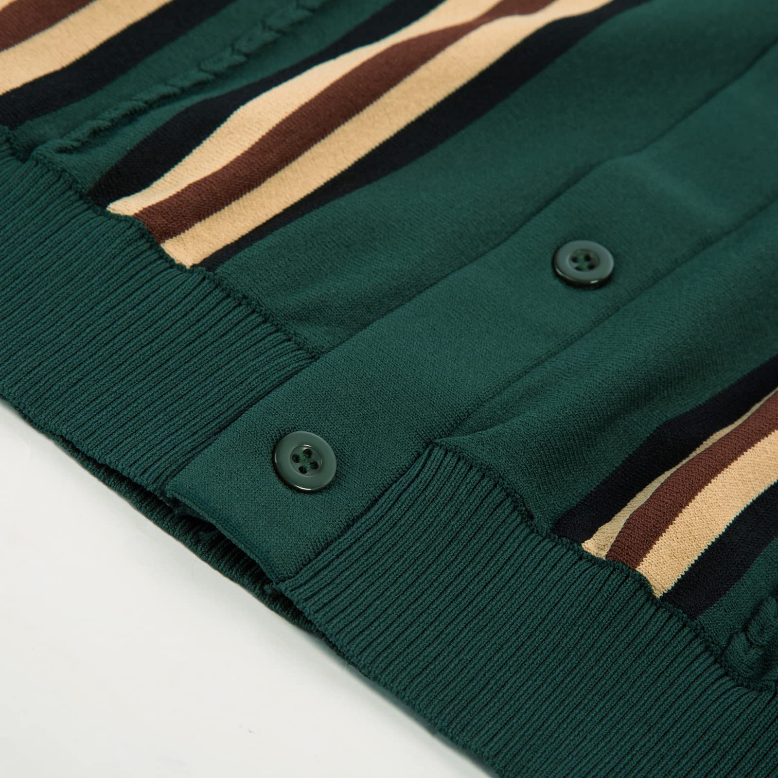 Vintage Striped Men's Polo Shirts - PJ PAUL JONES Button Down Knitted Golf Shirts for Casual Wear & Sports